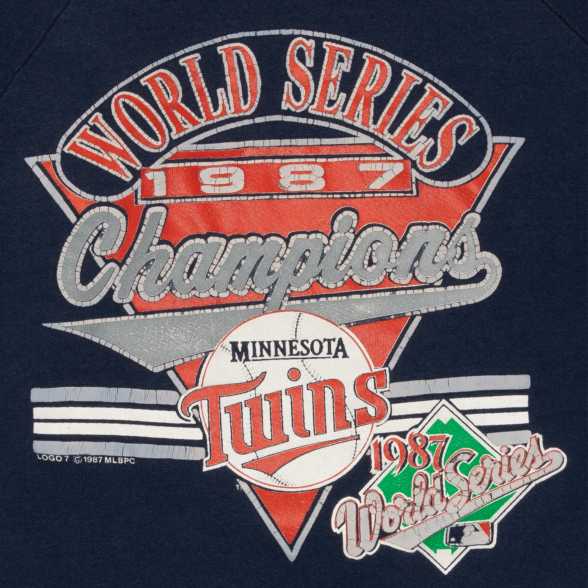 Minnesota Twins World Series Champs 1987 MLB Raglan Crewneck Navy-PLUS