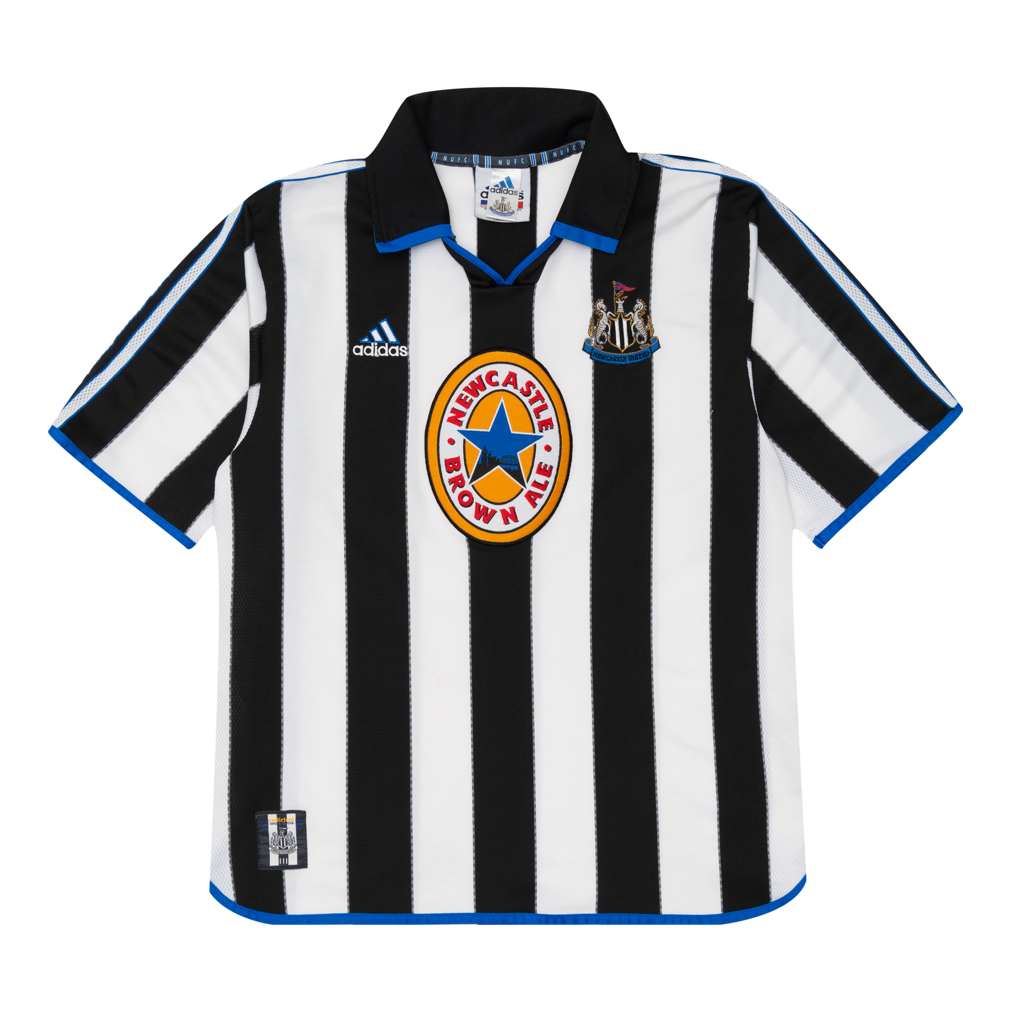 Team Newcastle United FC 1999-2000 Adidas Soccer Jersey White-PLUS