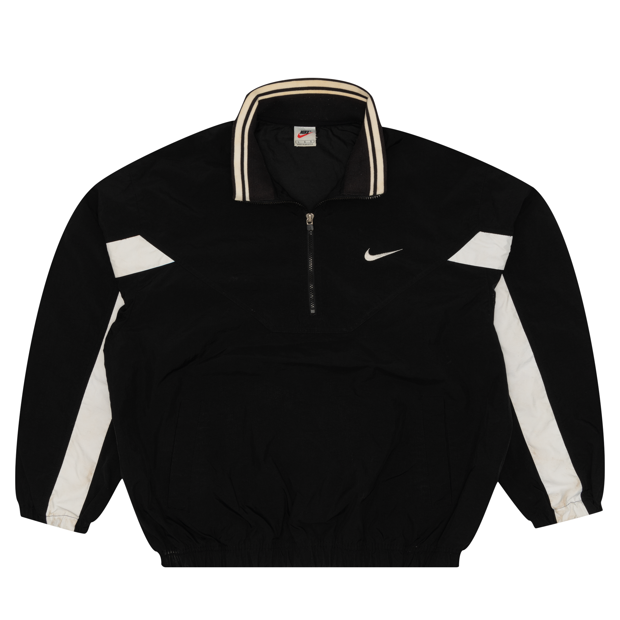 Nike Quarter Zip Embroidered Pullover Windbreaker Jacket Black-PLUS