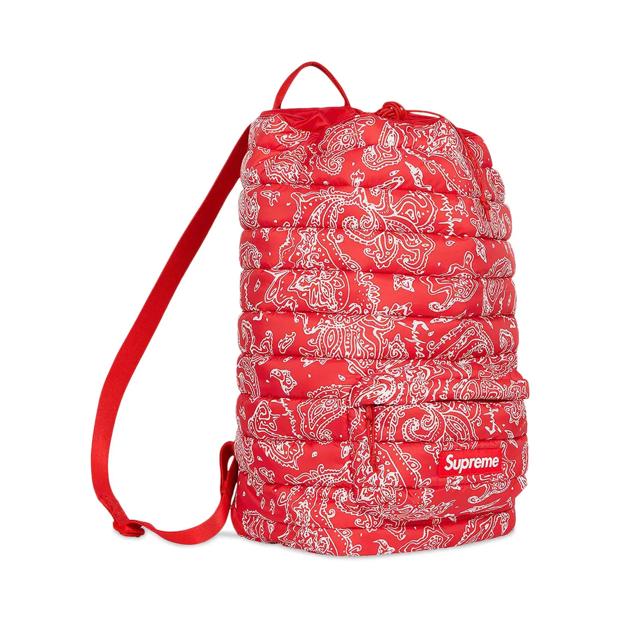 Supreme Puffer Backpack Red Paisley
