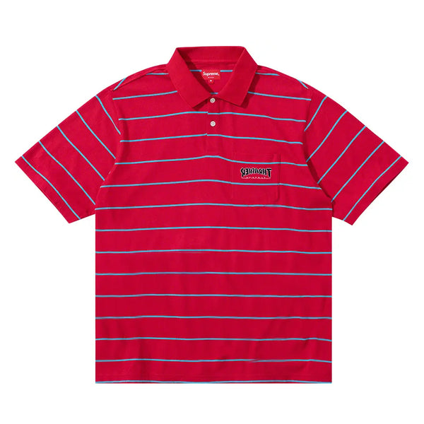 Supreme Thrasher Stripe Polo Red