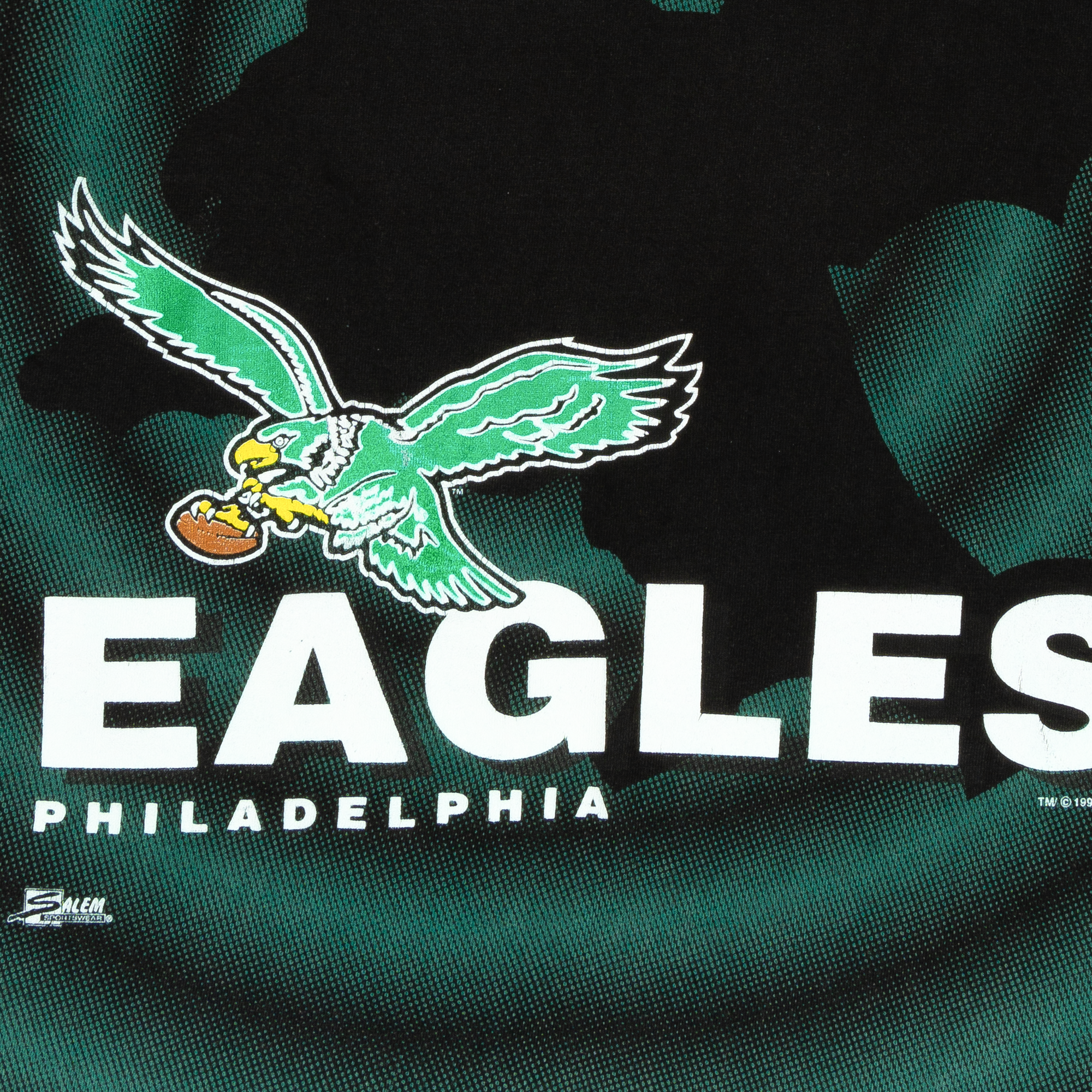 Philadelphia Eagles Logo Silhouette Salem 1993 NFL Tee Black-PLUS