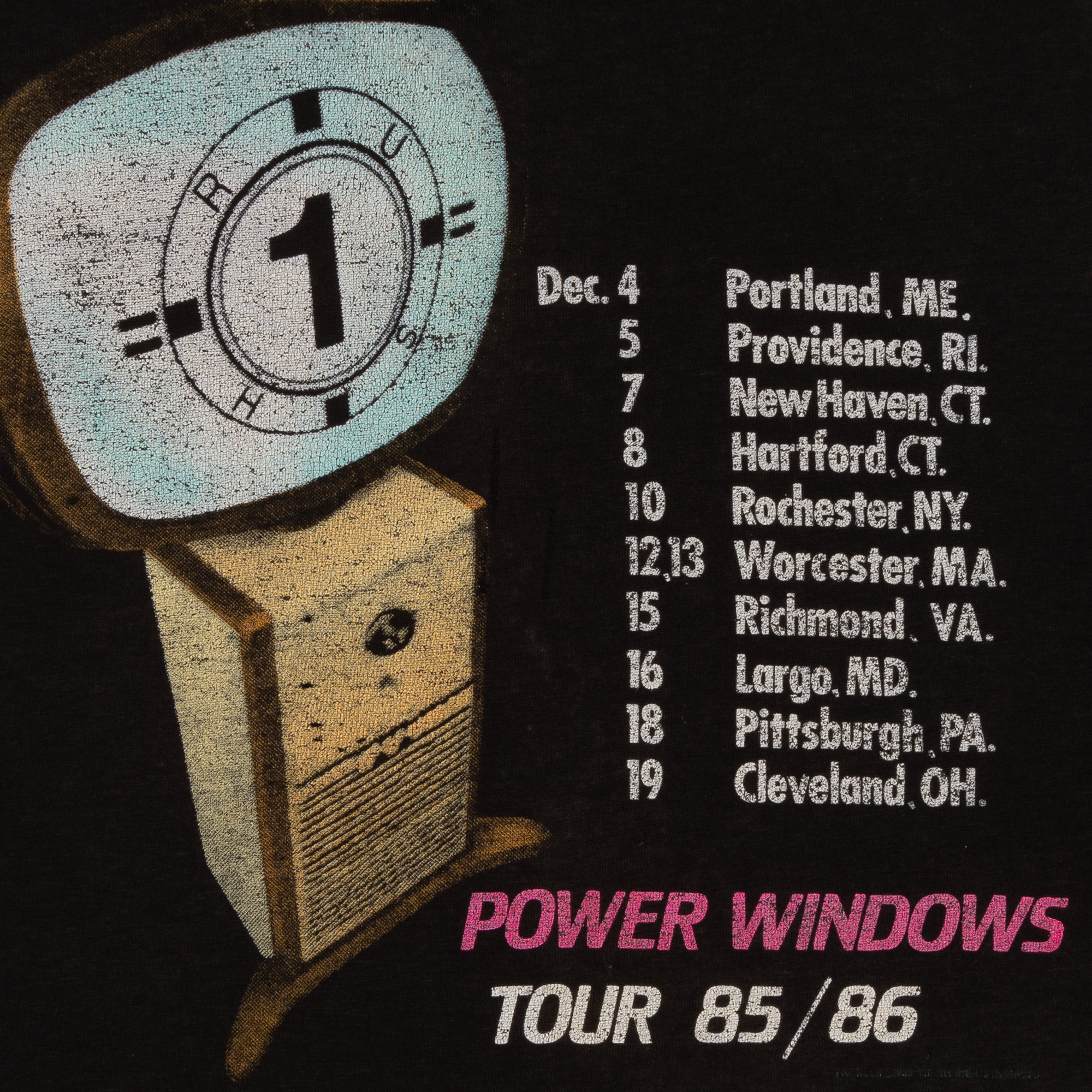 Rush Power Windows Tour 1986 Faded Tee Black-PLUS