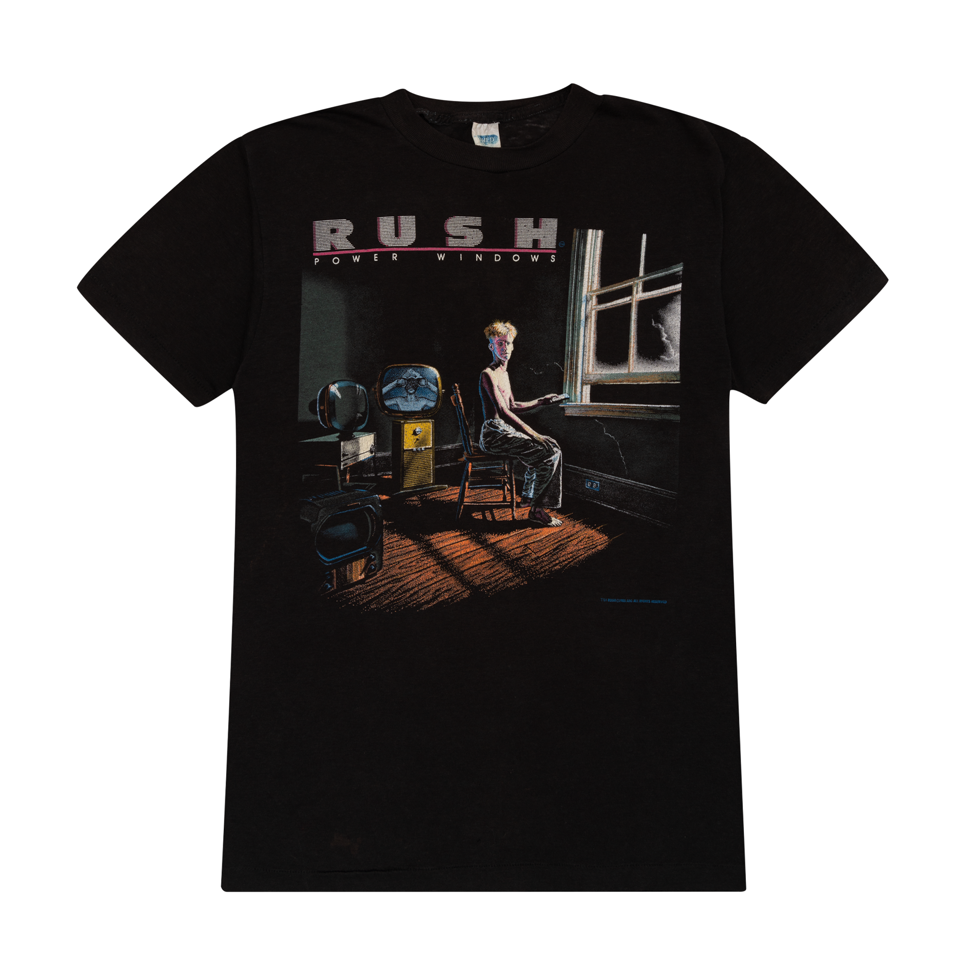 Rush Power Windows Tour 1986 Faded Tee Black-PLUS