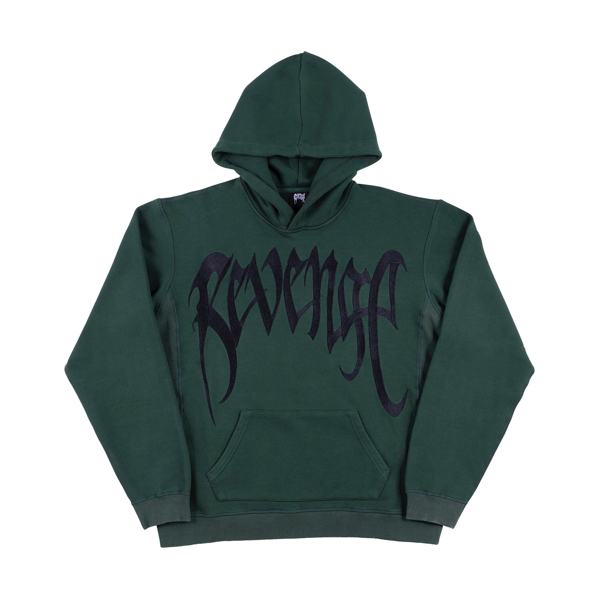 Revenge Embroidered Logo Hoodie Forest Green-PLUS