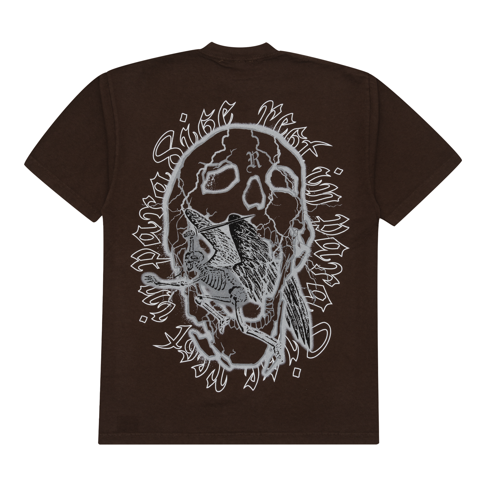 Revenge x Anuel Skeleton Angel Tee Brown | PLUS