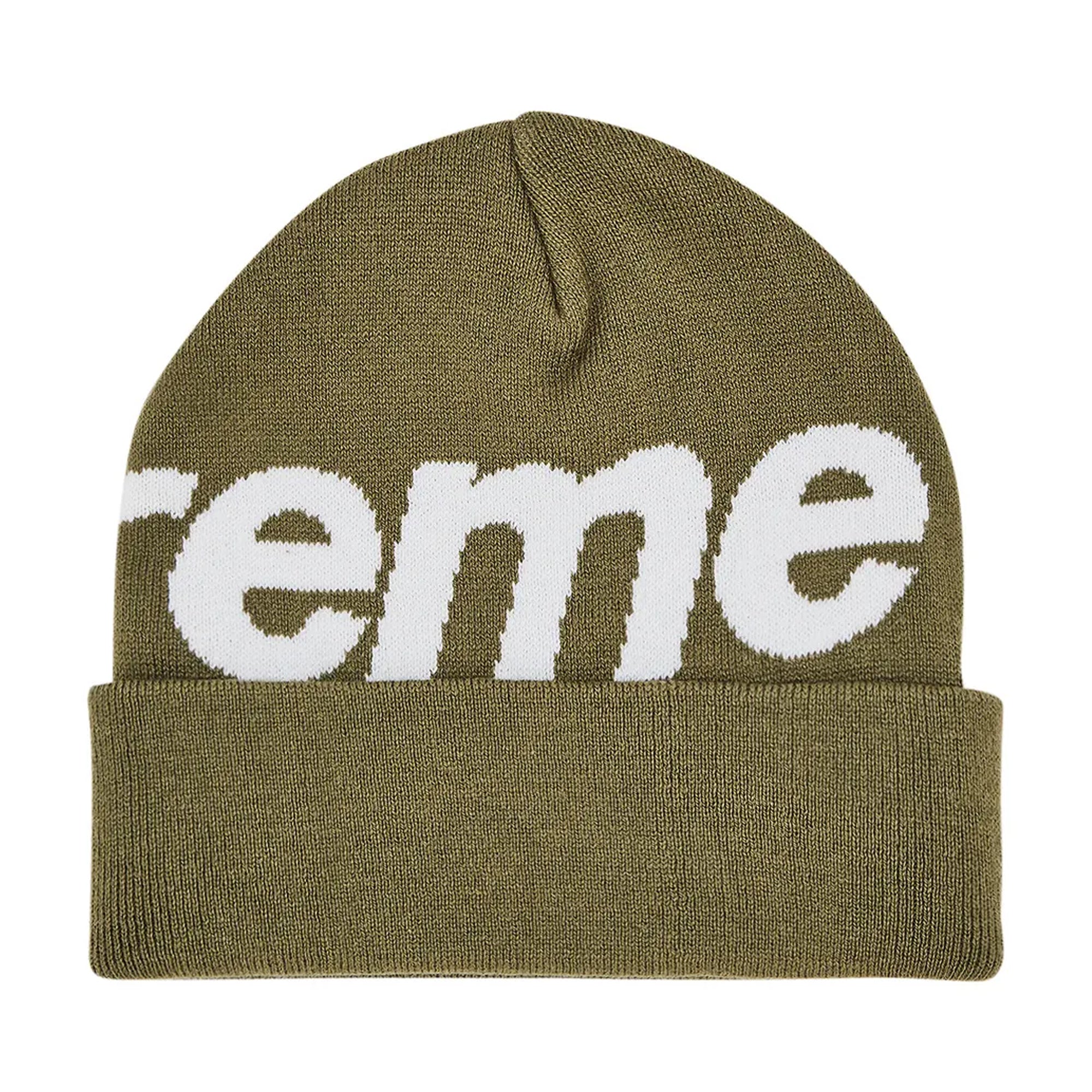 Supreme Big Logo Beanie Olive (FW24)-PLUS
