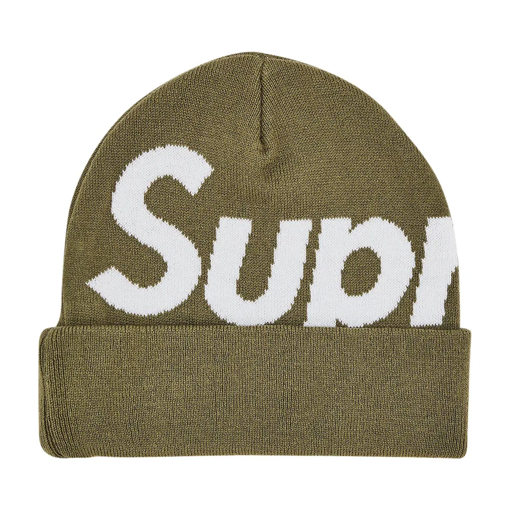 Supreme Big Logo Beanie Olive (FW24)-PLUS