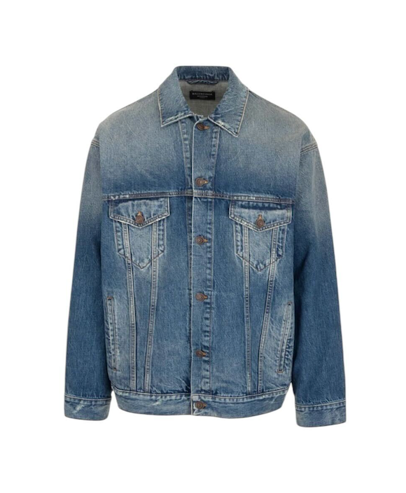 Balenciaga Back Emblem Patch Denim Jacket-PLUS