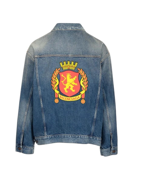 Balenciaga Back Emblem Patch Denim Jacket-PLUS