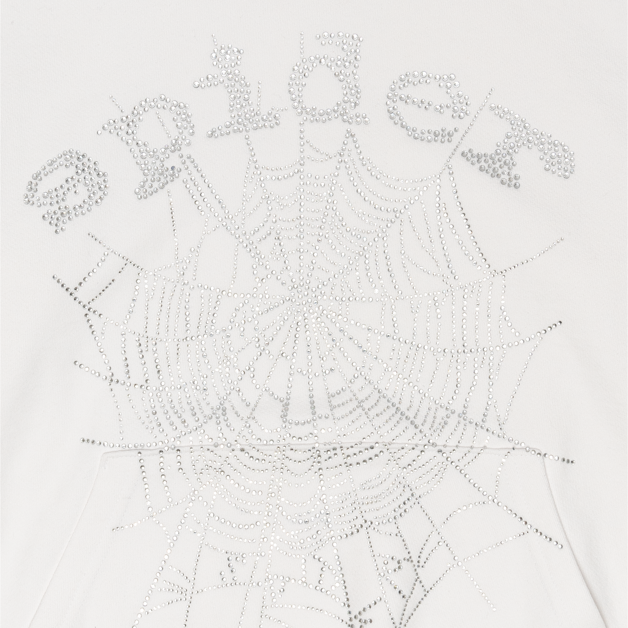 Spider Worldwide OG Rhinestone Logo Hoodie White-PLUS