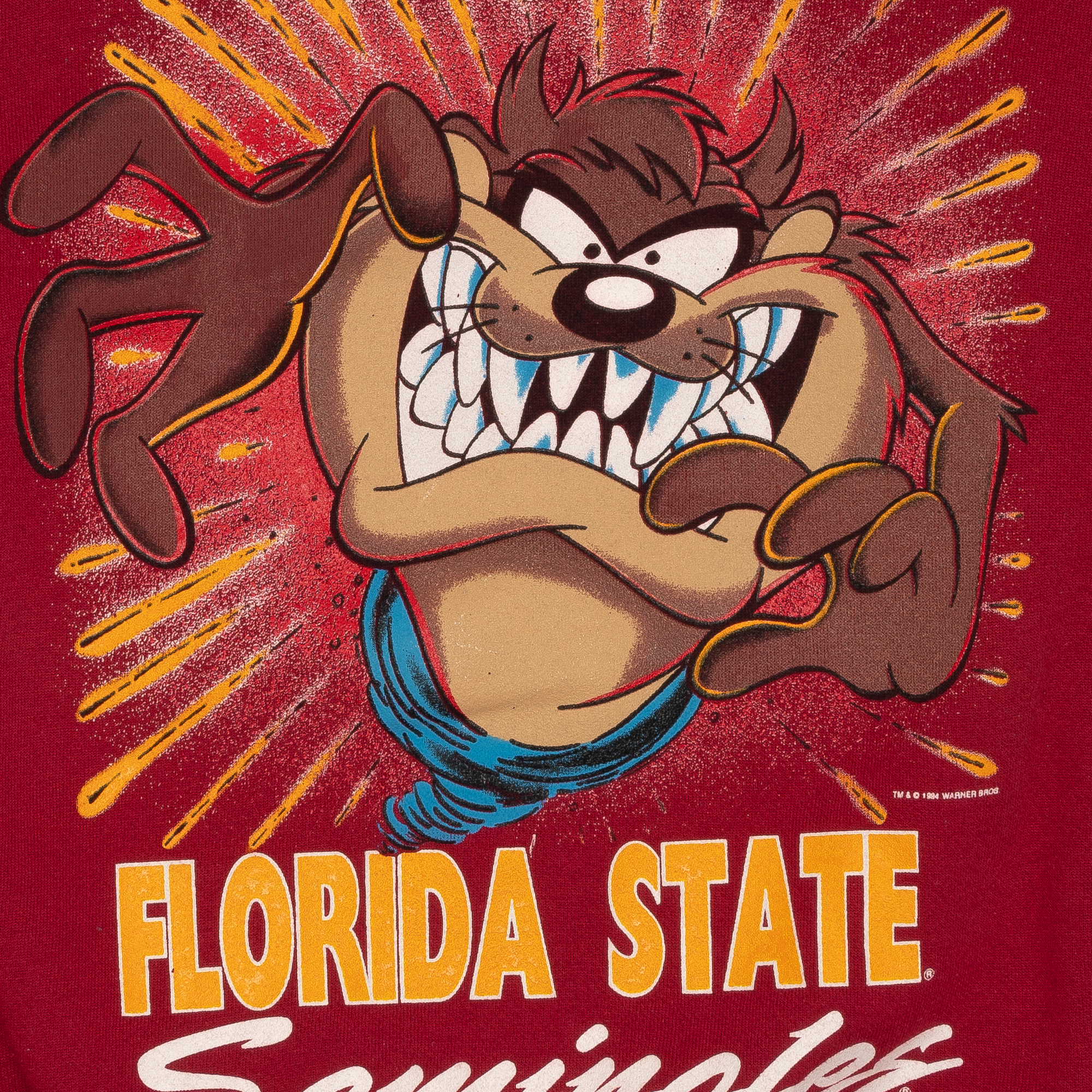 Taz Florida State Seminoles 90s Collegiate Crewneck Red-PLUS