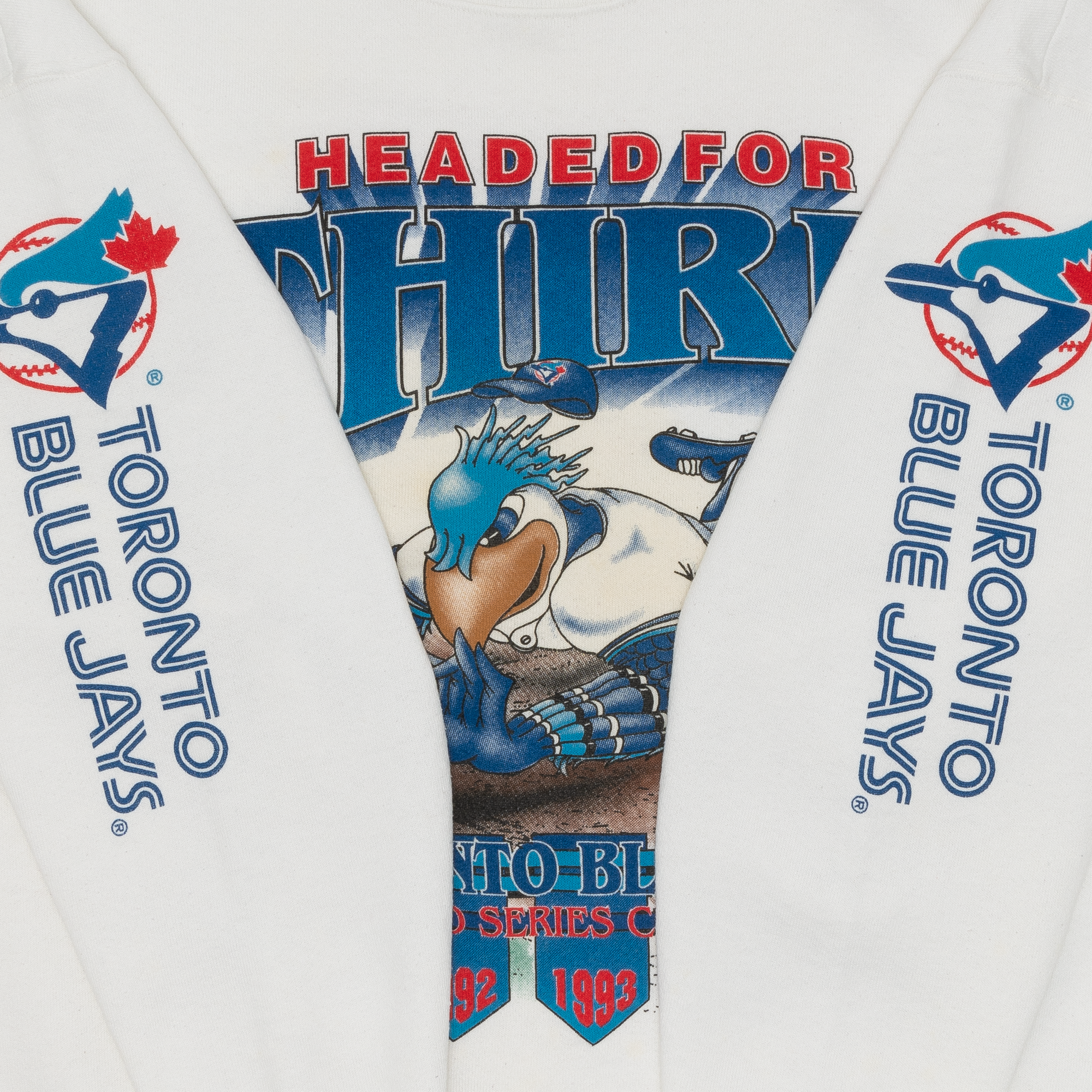 Toronto Blue Jays Headed For Third 1994 MLB Crewneck White-PLUS