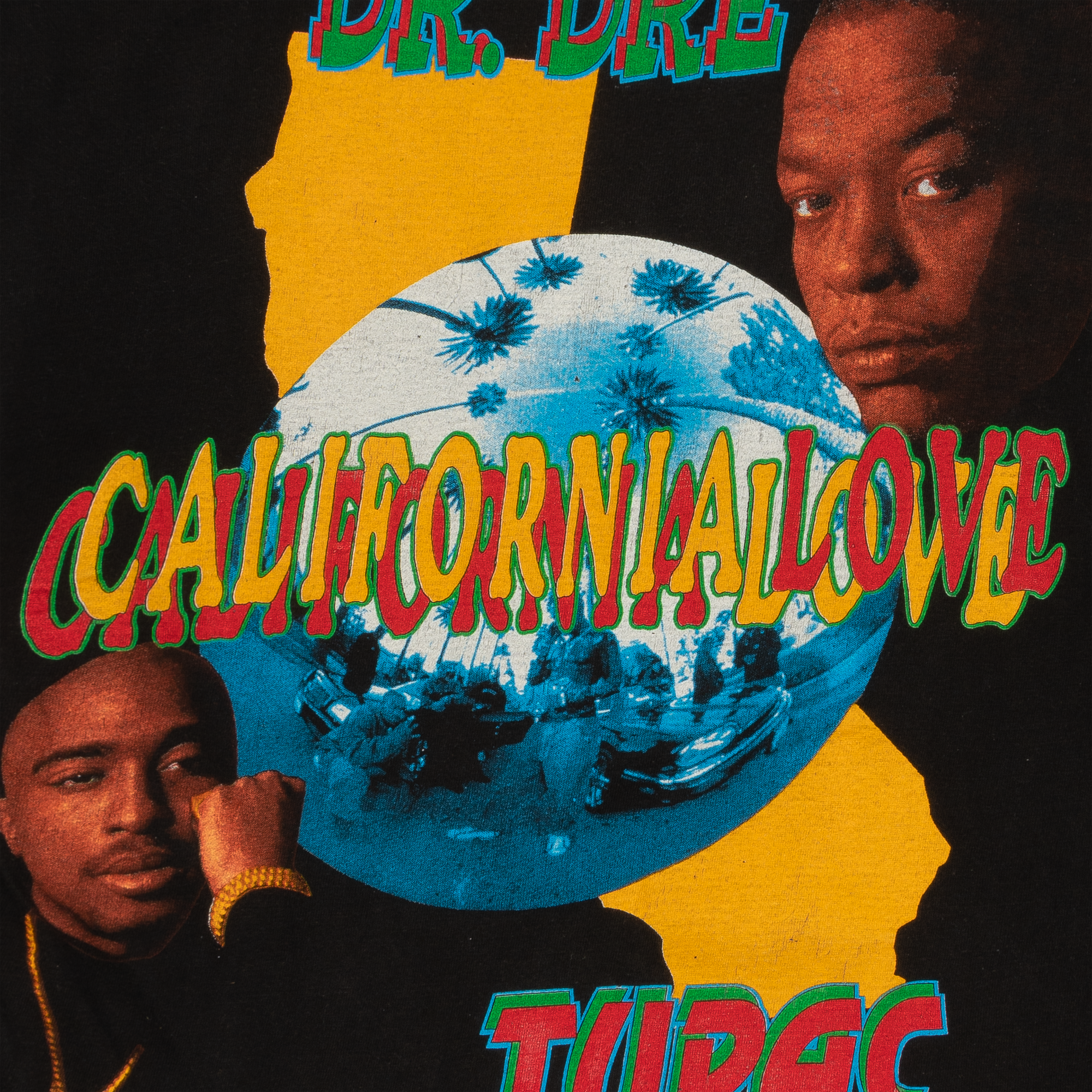 Tupac & Dr Dre "California Love" "All Eyez On Me" Rap Tee Black-PLUS