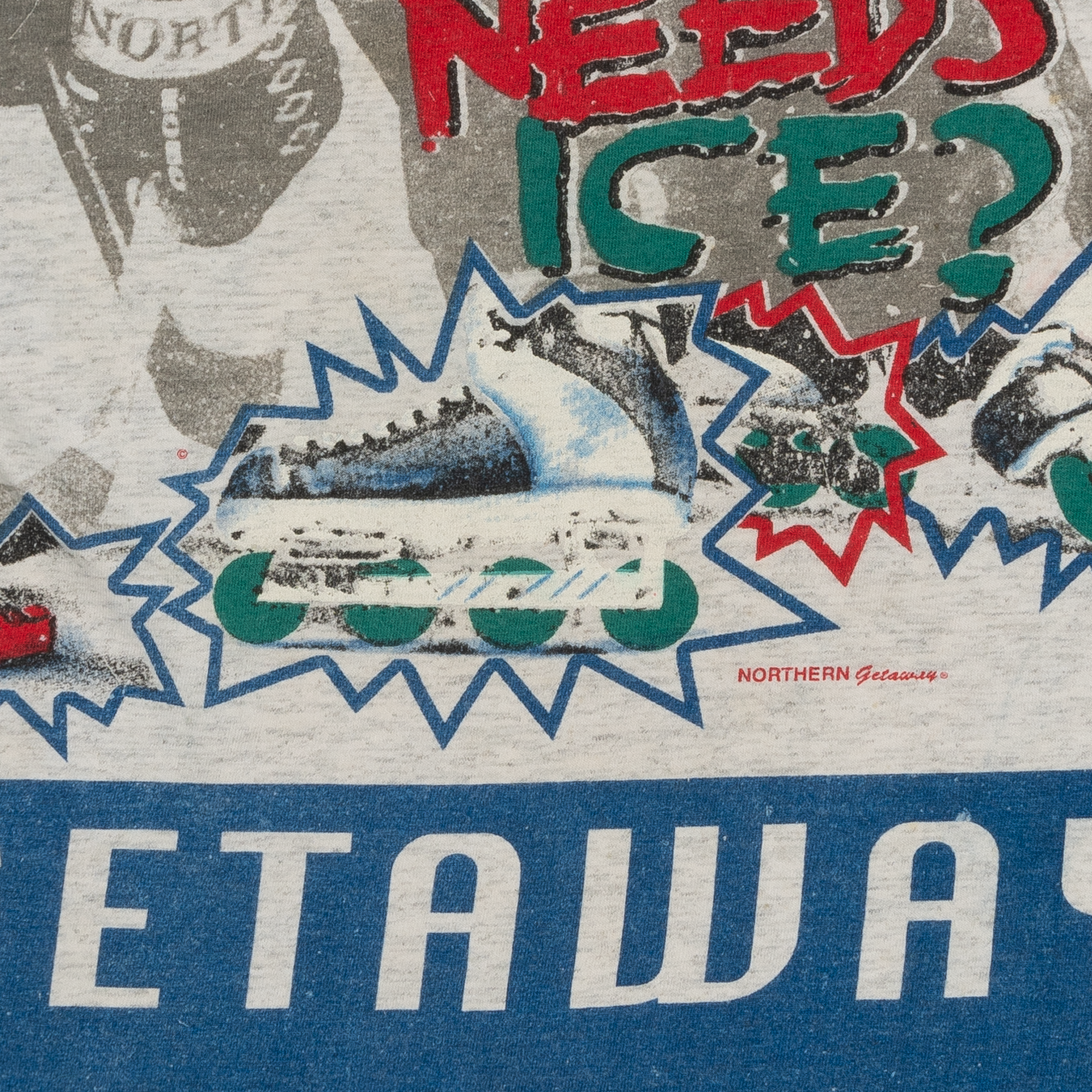Who Needs Ice Northern Getaway Roller Blading Tee Grey-PLUS