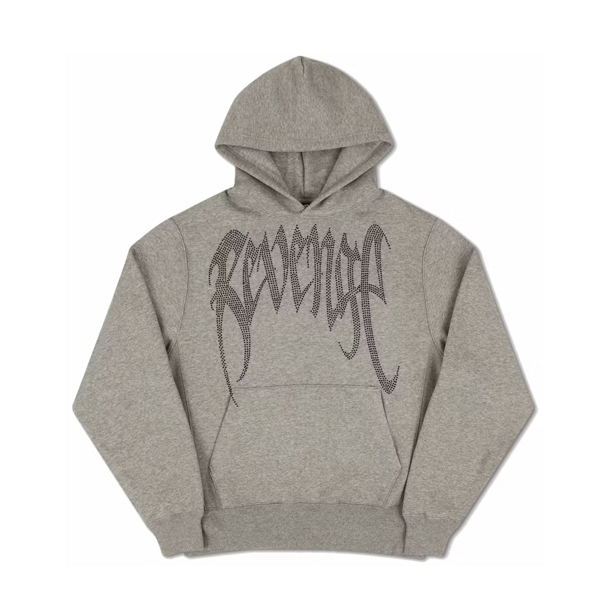 Revenge Arch Rhinestone Hoodie Grey-PLUS