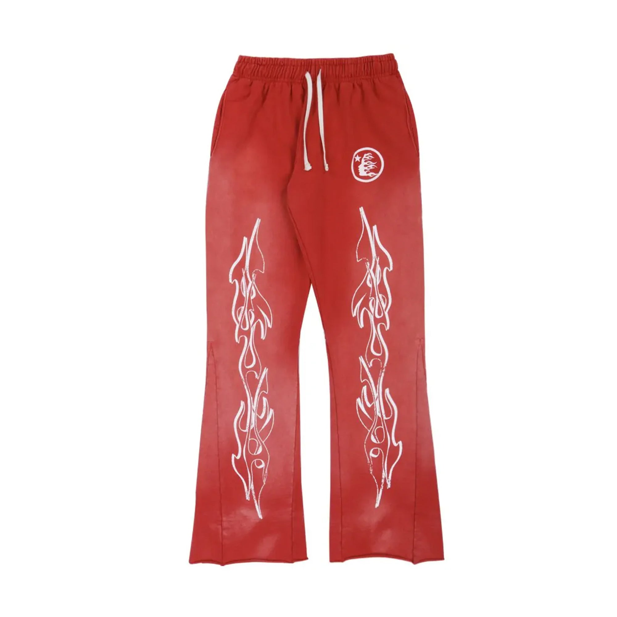 Hellstar Studios Flame Flare Sweatpant Washed Red-PLUS