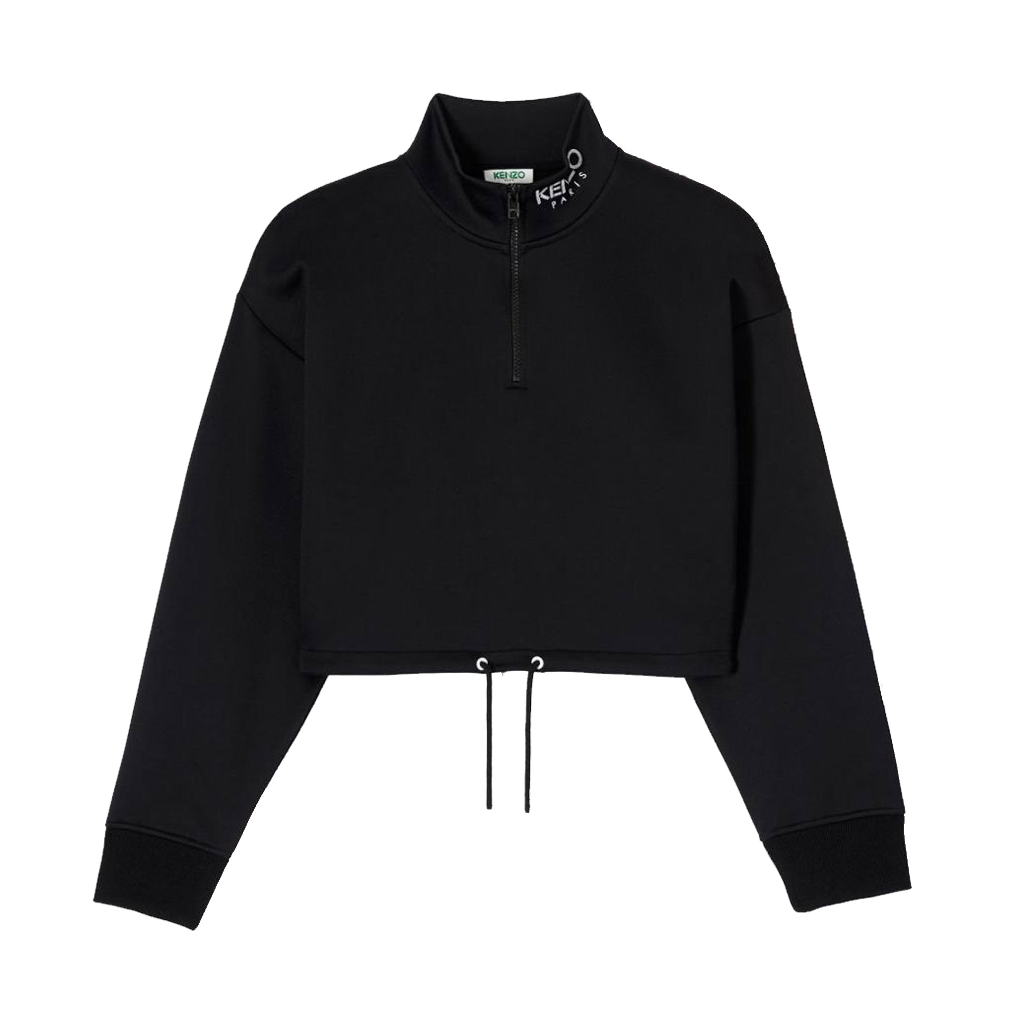 Kenzo Paris Sport Cropped Half Zip Sweater Black (Ladies)-PLUS