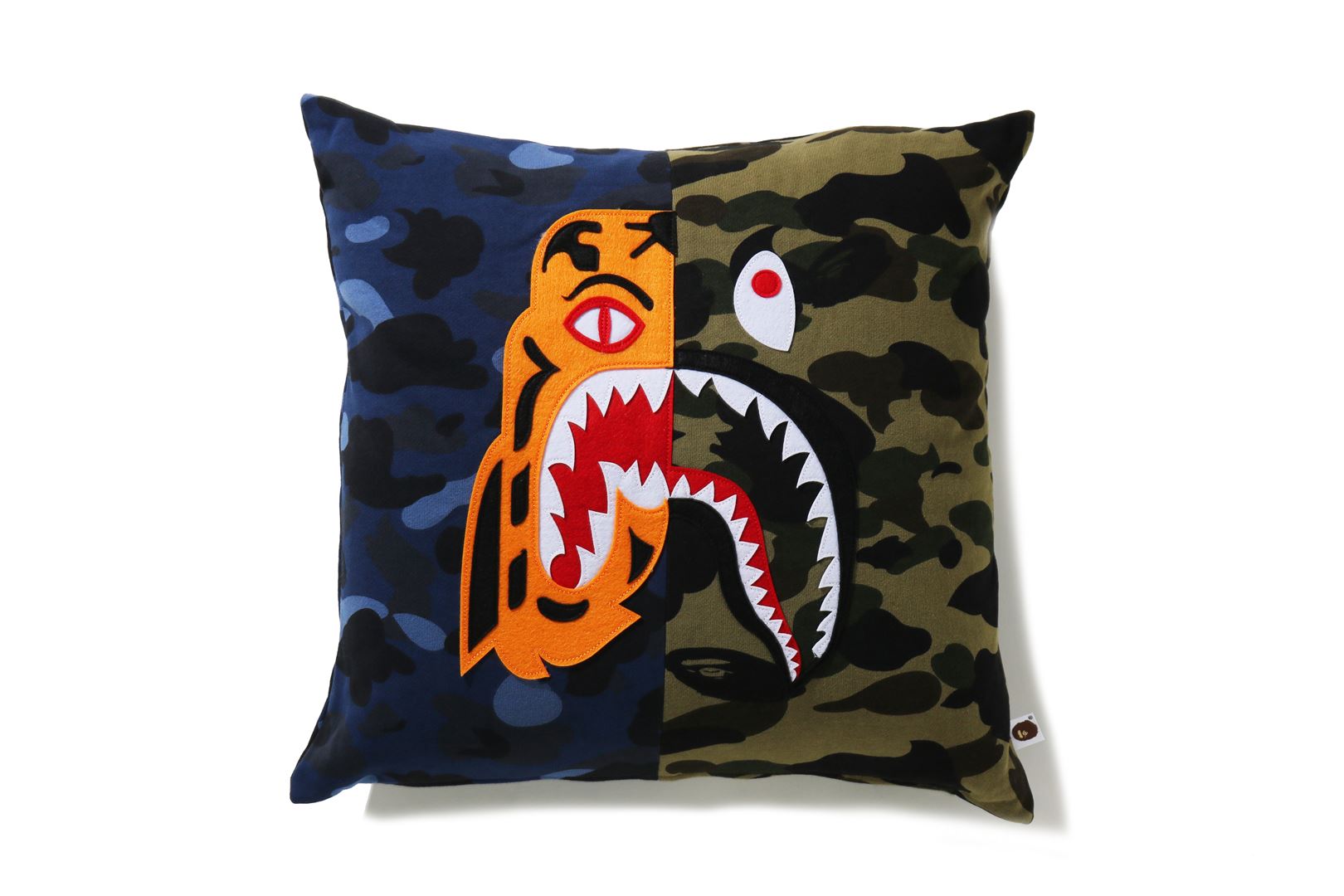BAPE Mix Camo Tiger Shark Half Square Cushion/Pillow Navy-PLUS