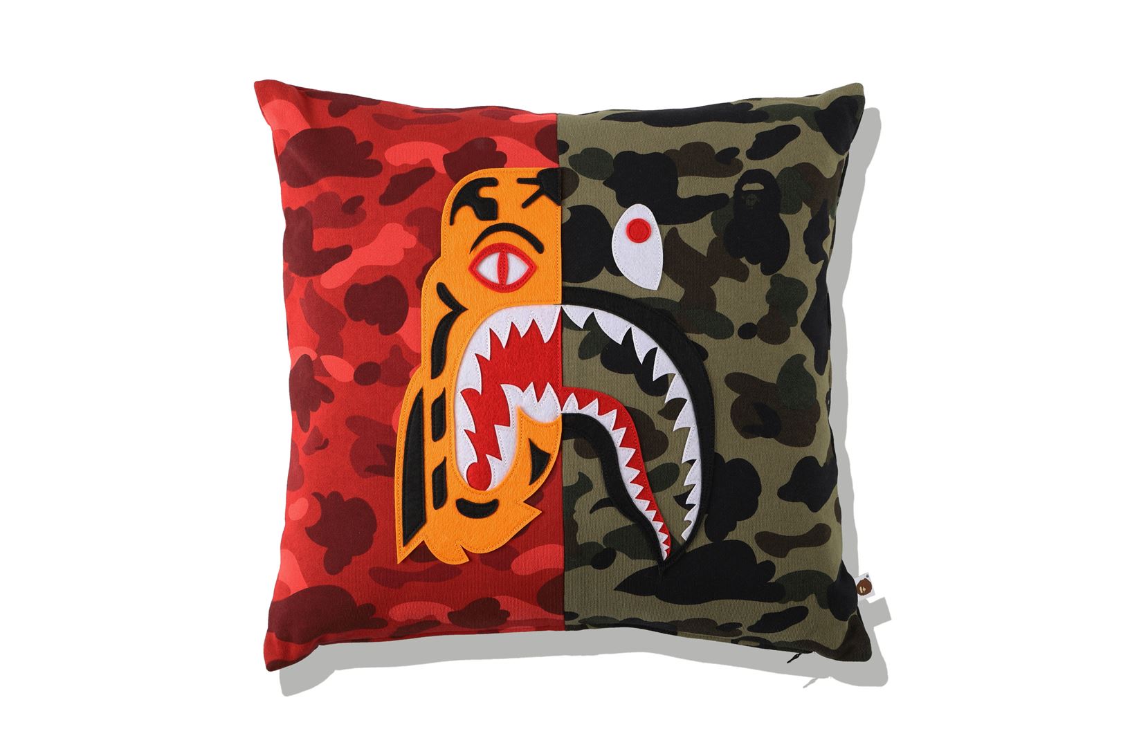 BAPE Mix Camo Tiger Shark Half Square Cushion/Pillow Red-PLUS