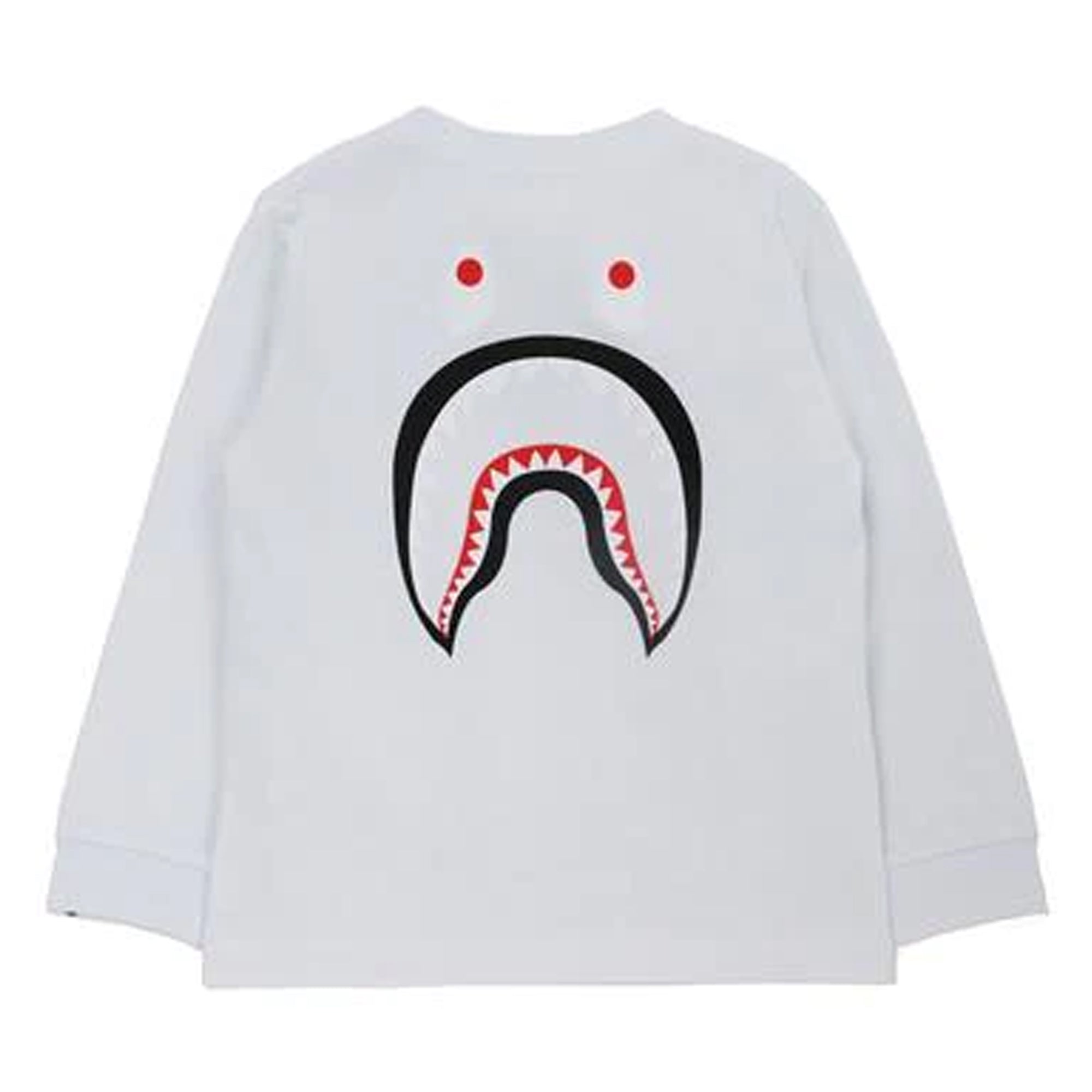 Bape WGM Shark L/S Tee White (Kids)-PLUS
