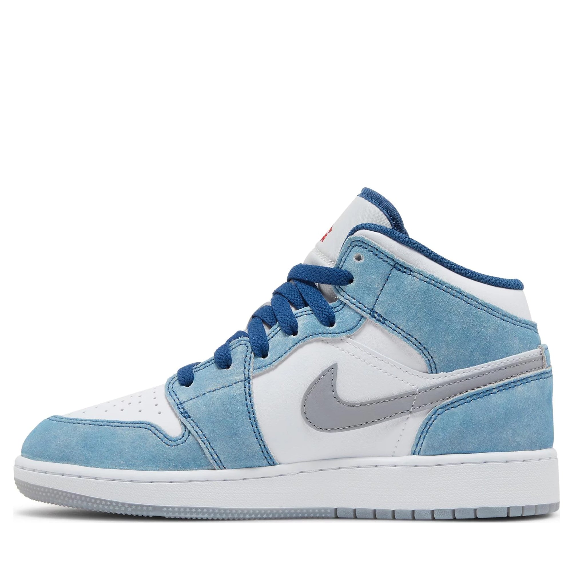 Jordan 1 Mid French Blue Fire Red (GS)-PLUS
