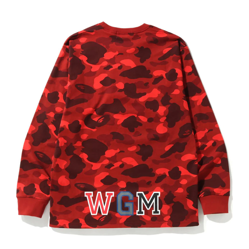 Bape Color Camo Relaxed Fit Shark L/S Tee Red-PLUS