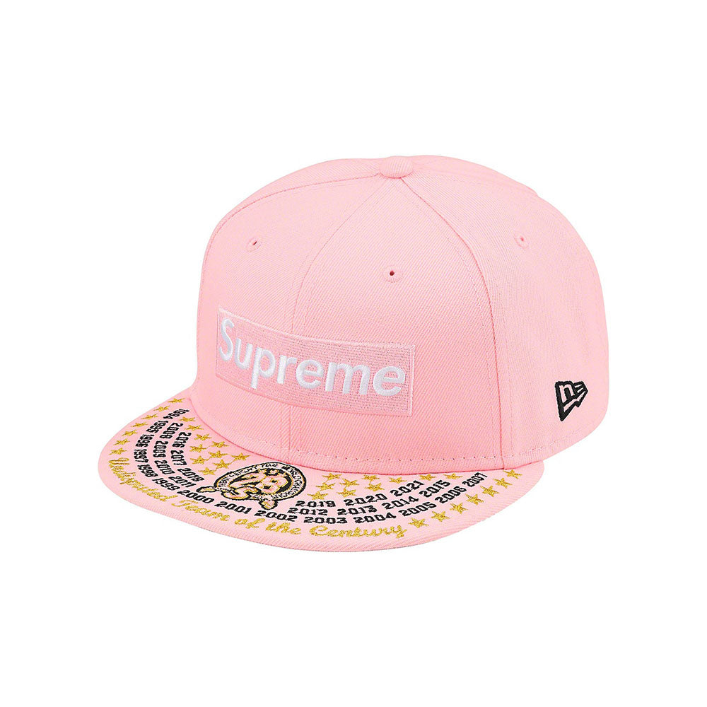 Supreme Undisputed Box Logo New Era Fitted Hat Dark Pink-PLUS