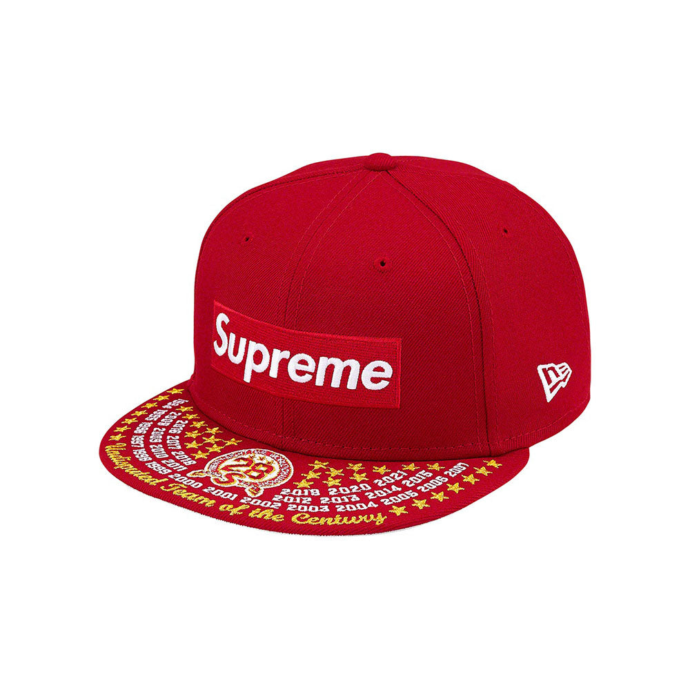 Supreme Undisputed Box Logo New Era Fitted Hat Dark Red-PLUS