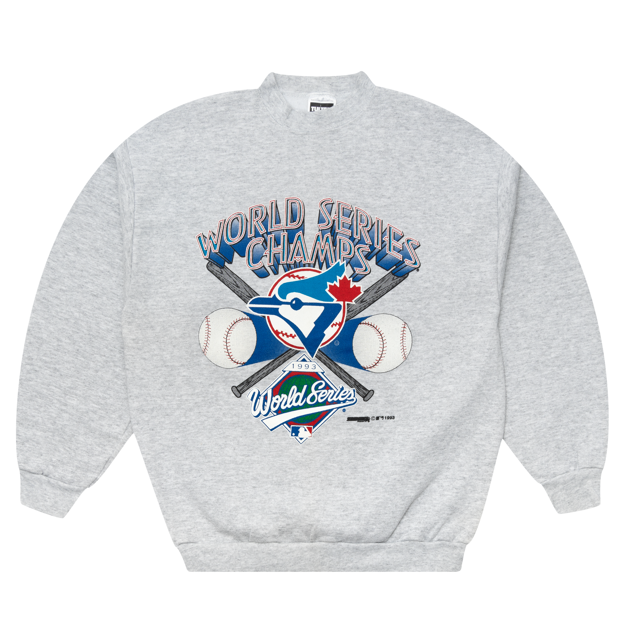 Toronto Blue Jays World Series Champs Cross Bat Tultex 1993 MLB Crewneck Grey-PLUS