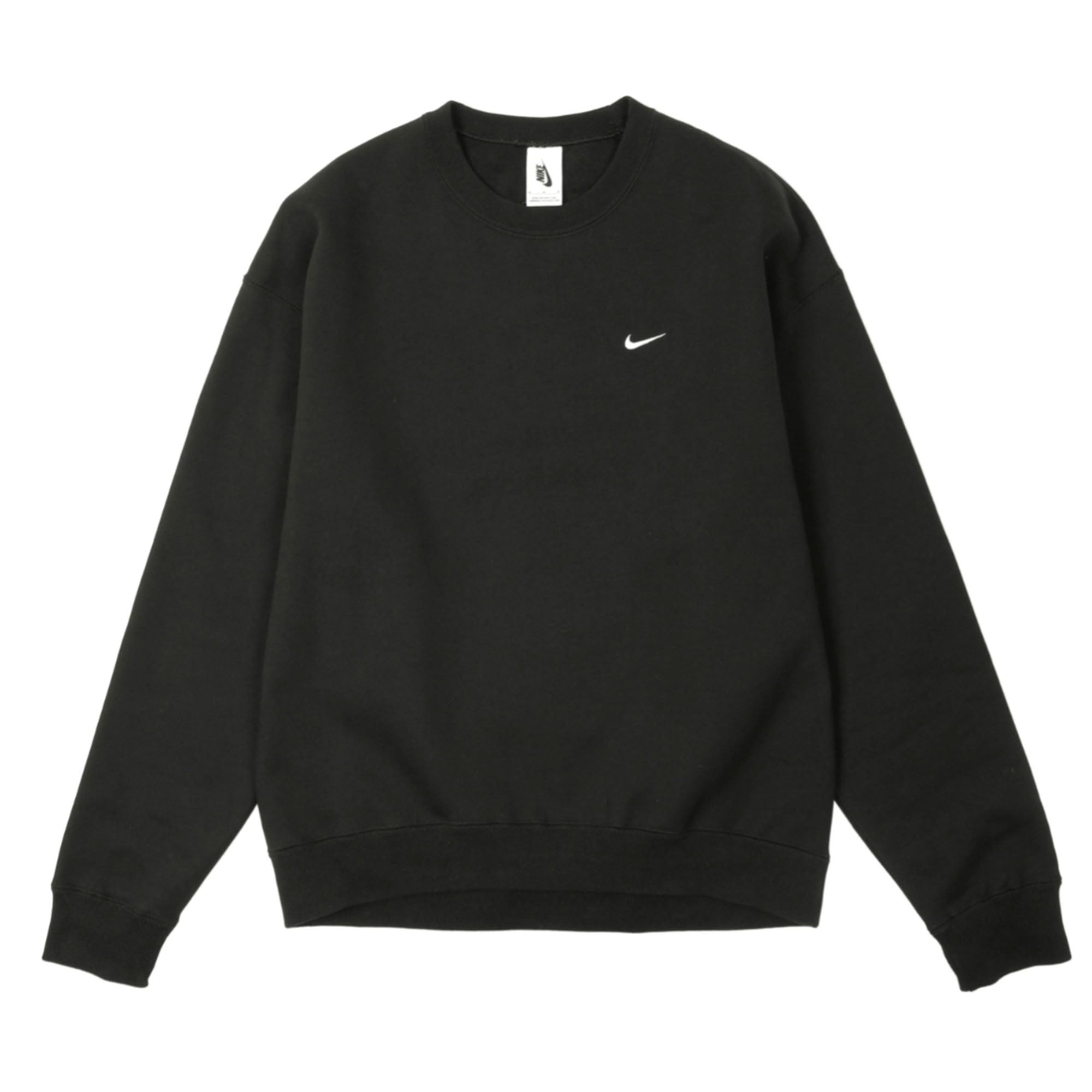 Nike Solo Swoosh Fleece Crewneck Sweater Black-PLUS