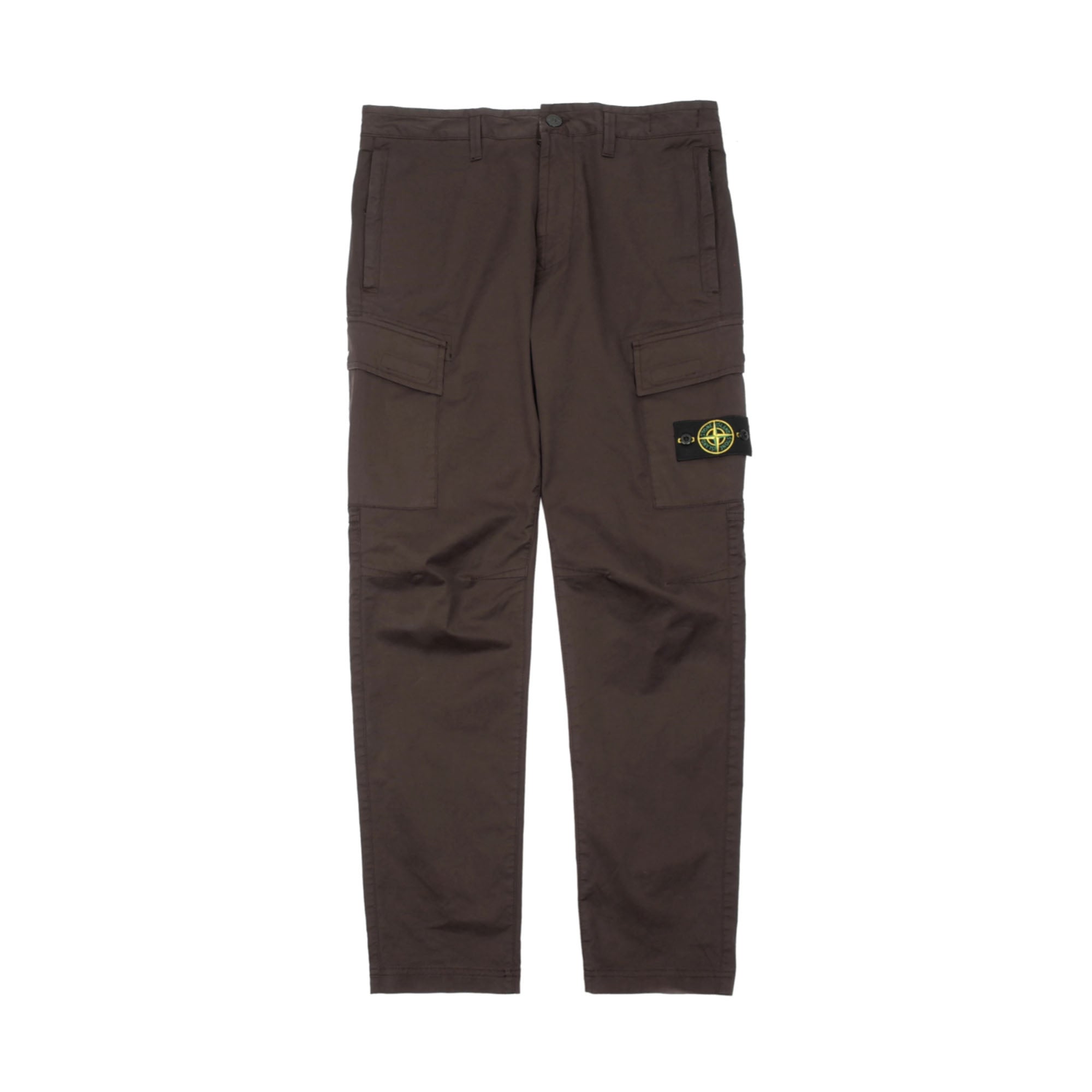Stone Island Stretch Cotton Gabardine Cargo Pants Dark Brown-PLUS