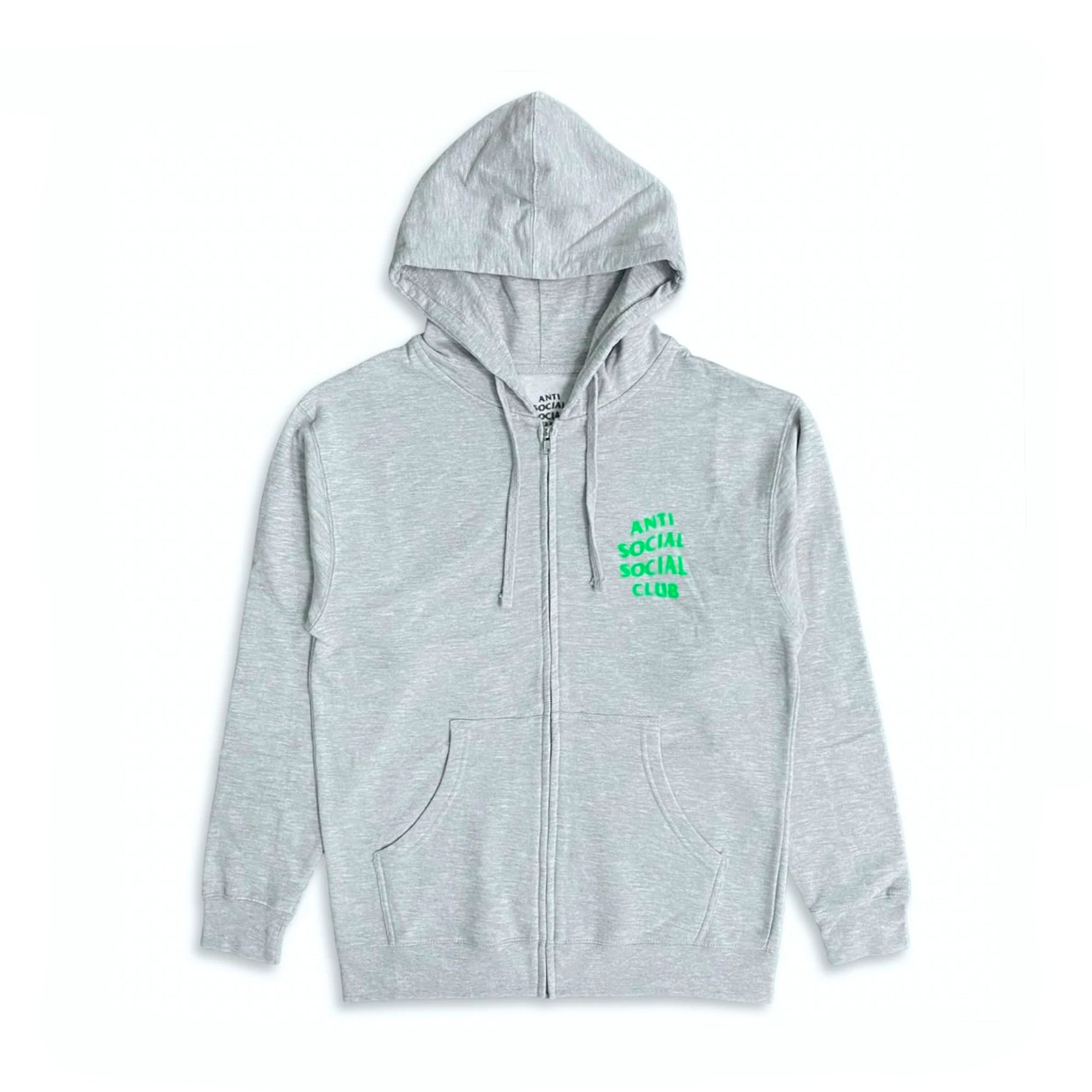 Anti Social Social Club Hunter Zip Up Hoodie Grey/Green PLUS