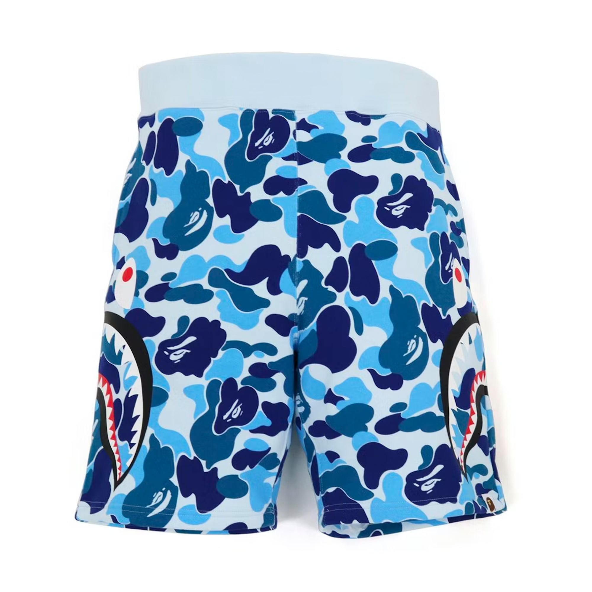 Bape Big ABC Camo Side Shark Sweat Shorts Blue-PLUS