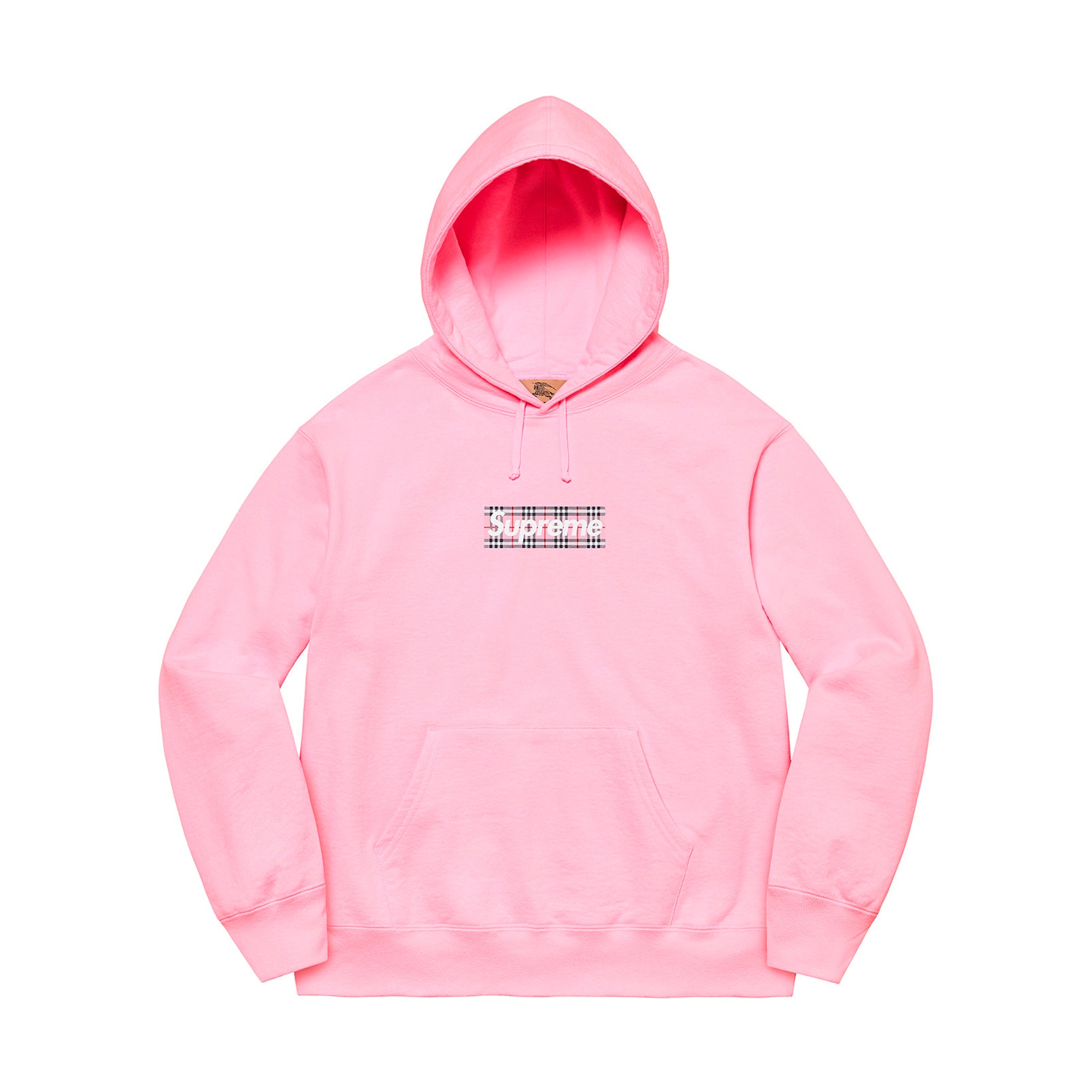 Supreme Burberry Box Logo Hooded Sweatshirt Light Pink-PLUS