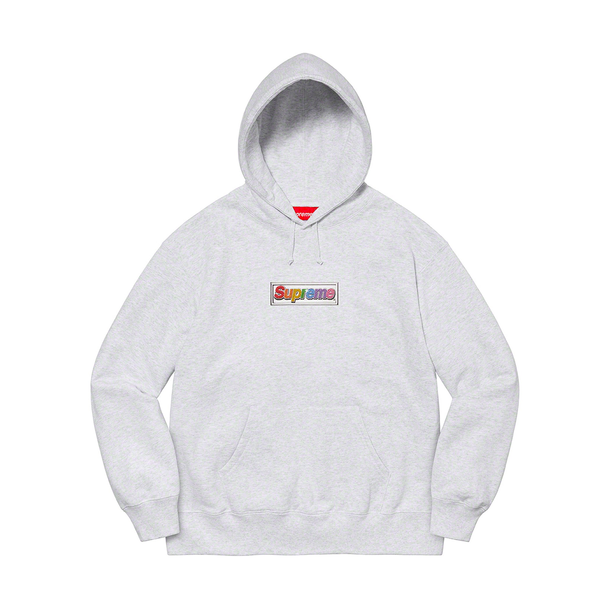 Supreme Bling Box Logo Hooded Sweatshirt Ash Grey-PLUS