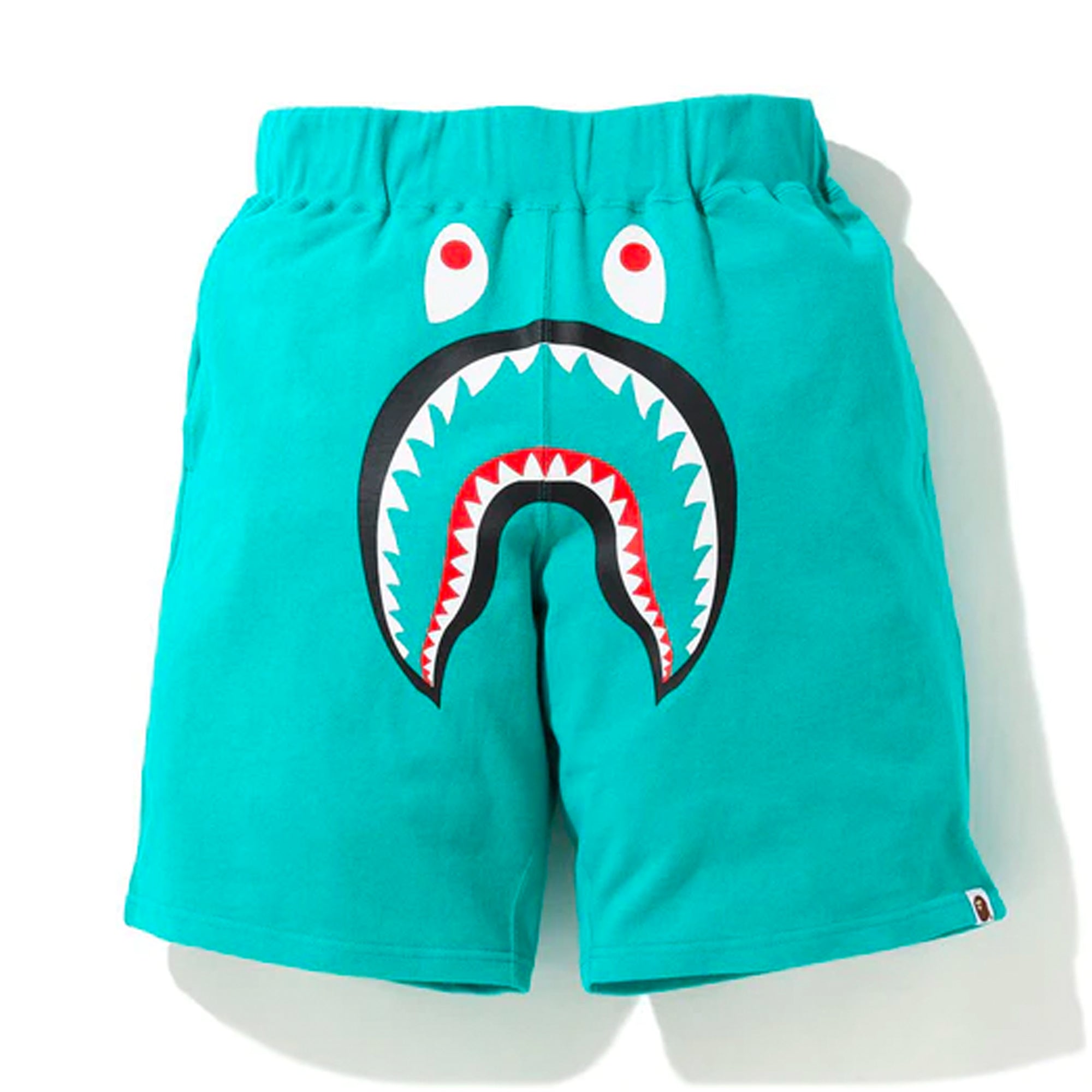 Bape Wide Shark Sweat Shorts Green/Teal-PLUS