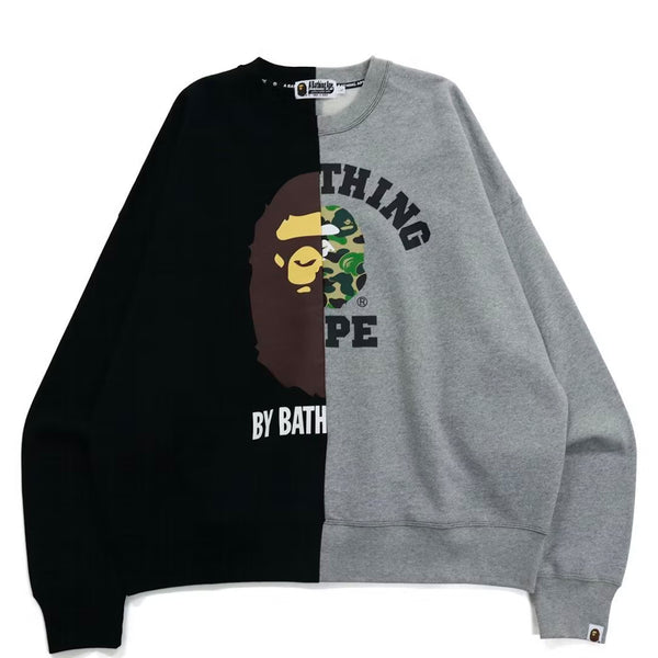 Bape Split College & By Bathing Loose Fit Crewneck Black