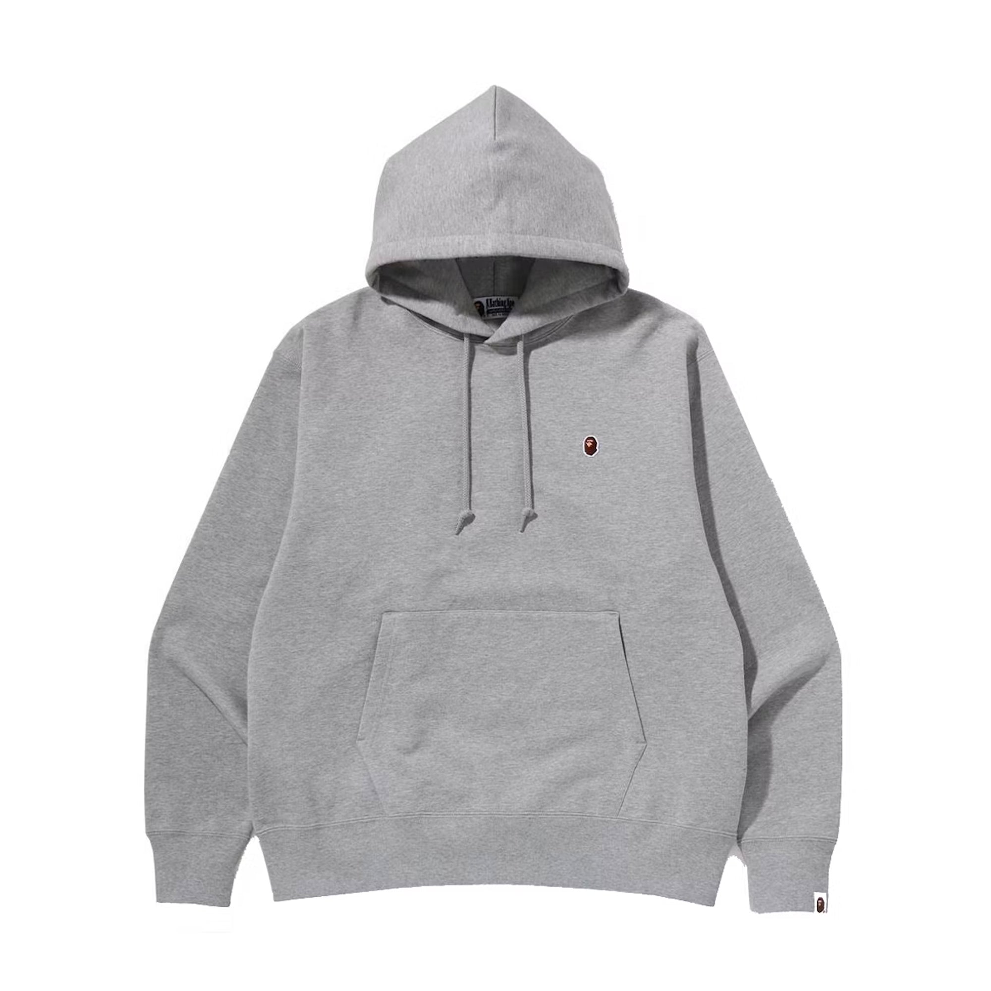 Bape Ape Head One Point Relaxed Fit Pullover Hoodie Gray-PLUS