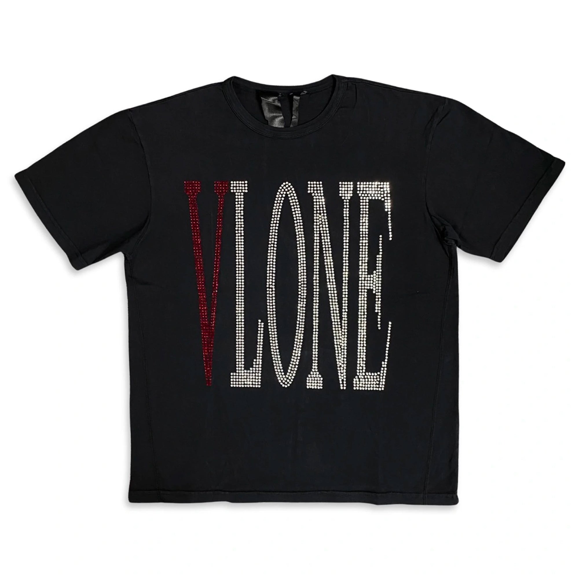 Vlone Rhinestone Staple T-Shirt Black/Red-PLUS