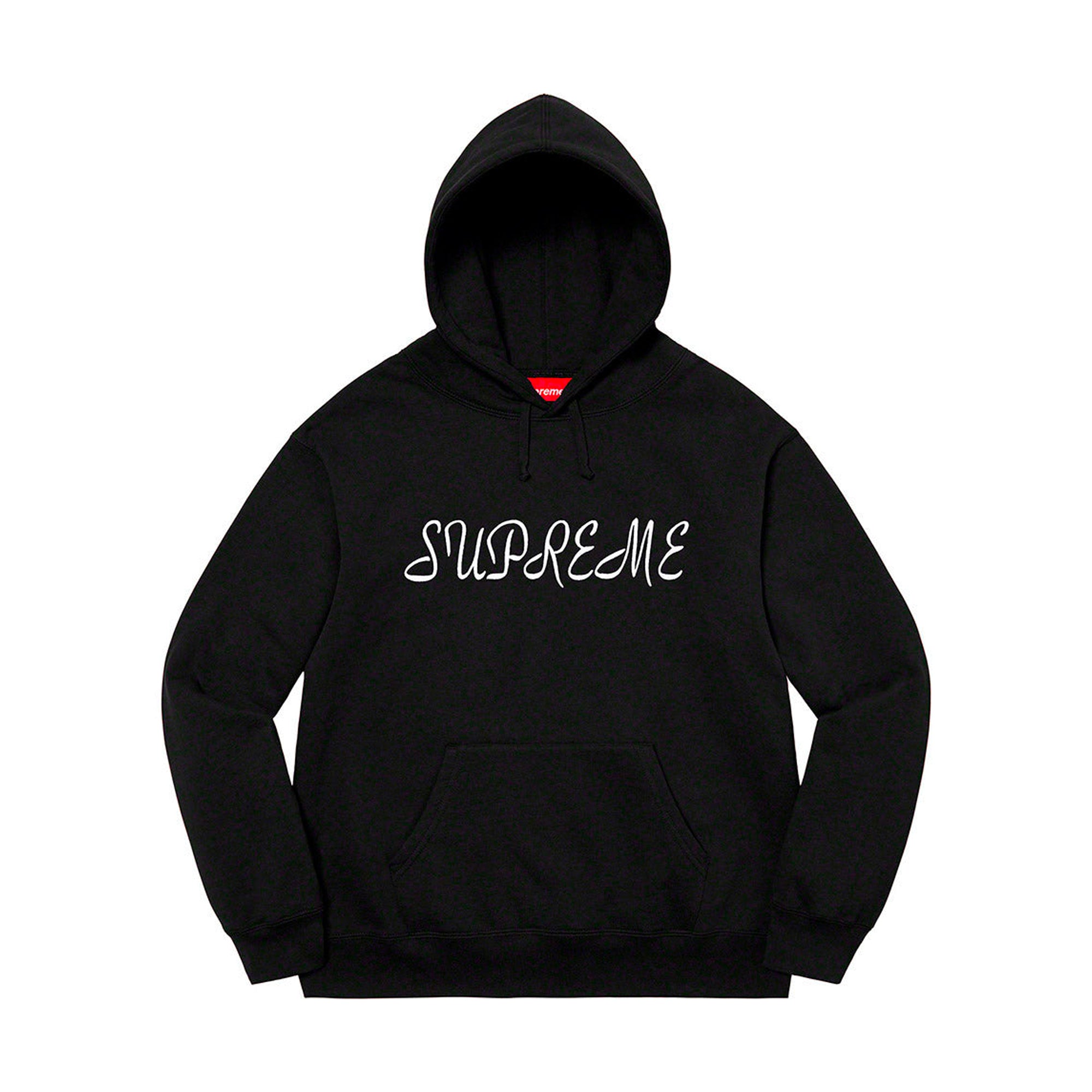 Supreme Script Hooded Sweatshirt Black-PLUS