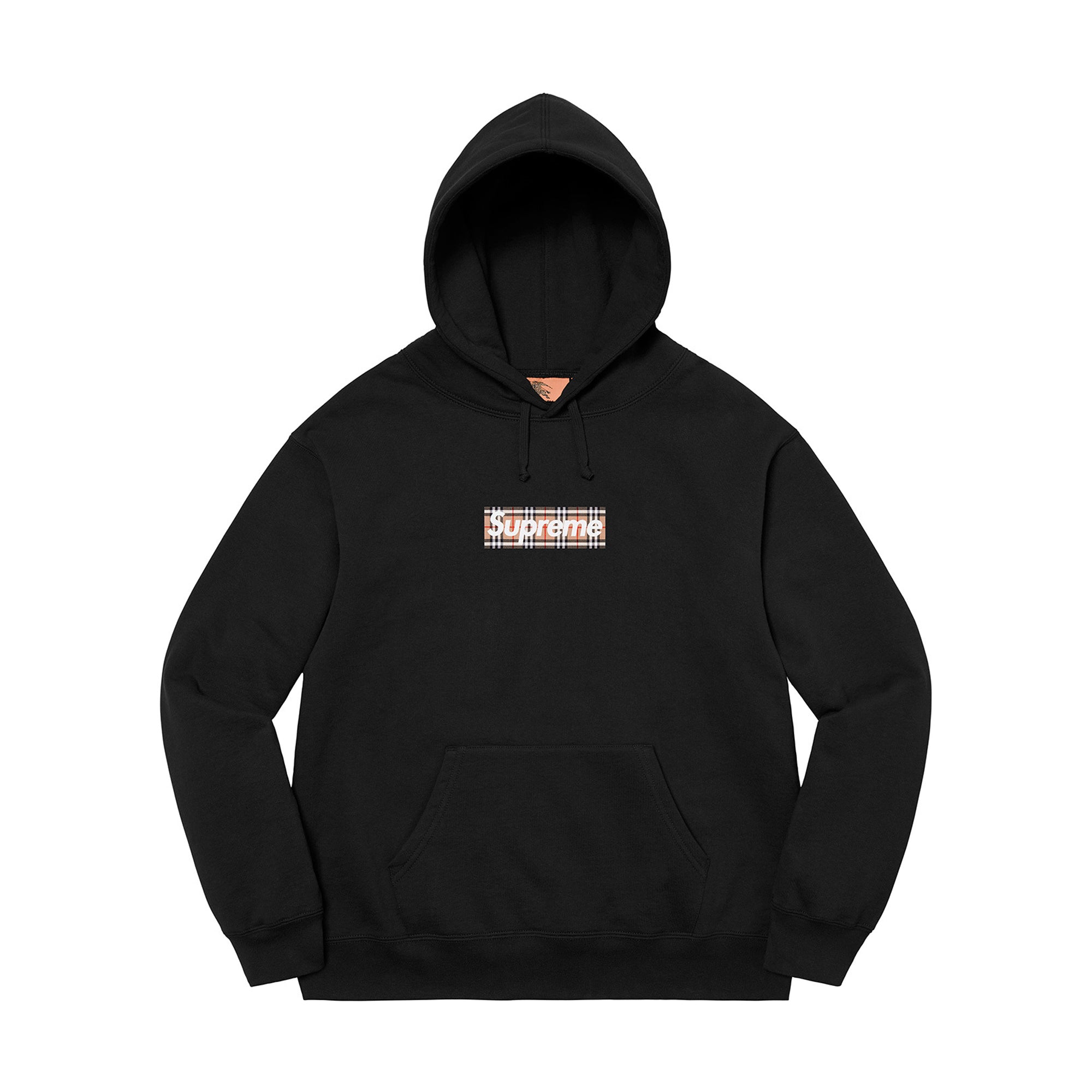Supreme Burberry Box Logo Hooded Sweatshirt Black-PLUS