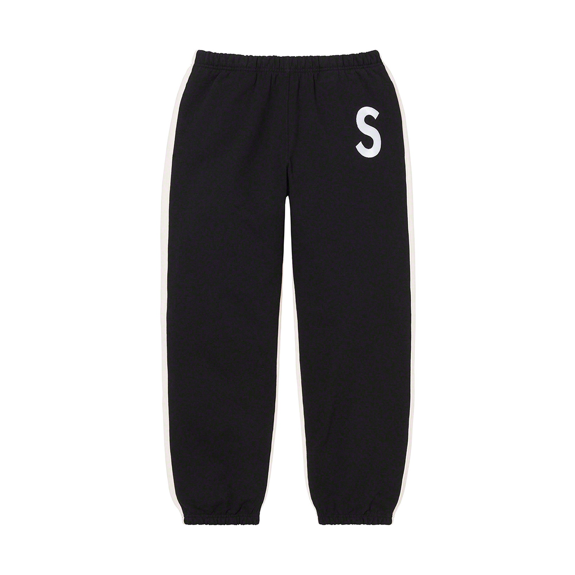 Supreme S Logo Split Sweatpant Black-PLUS