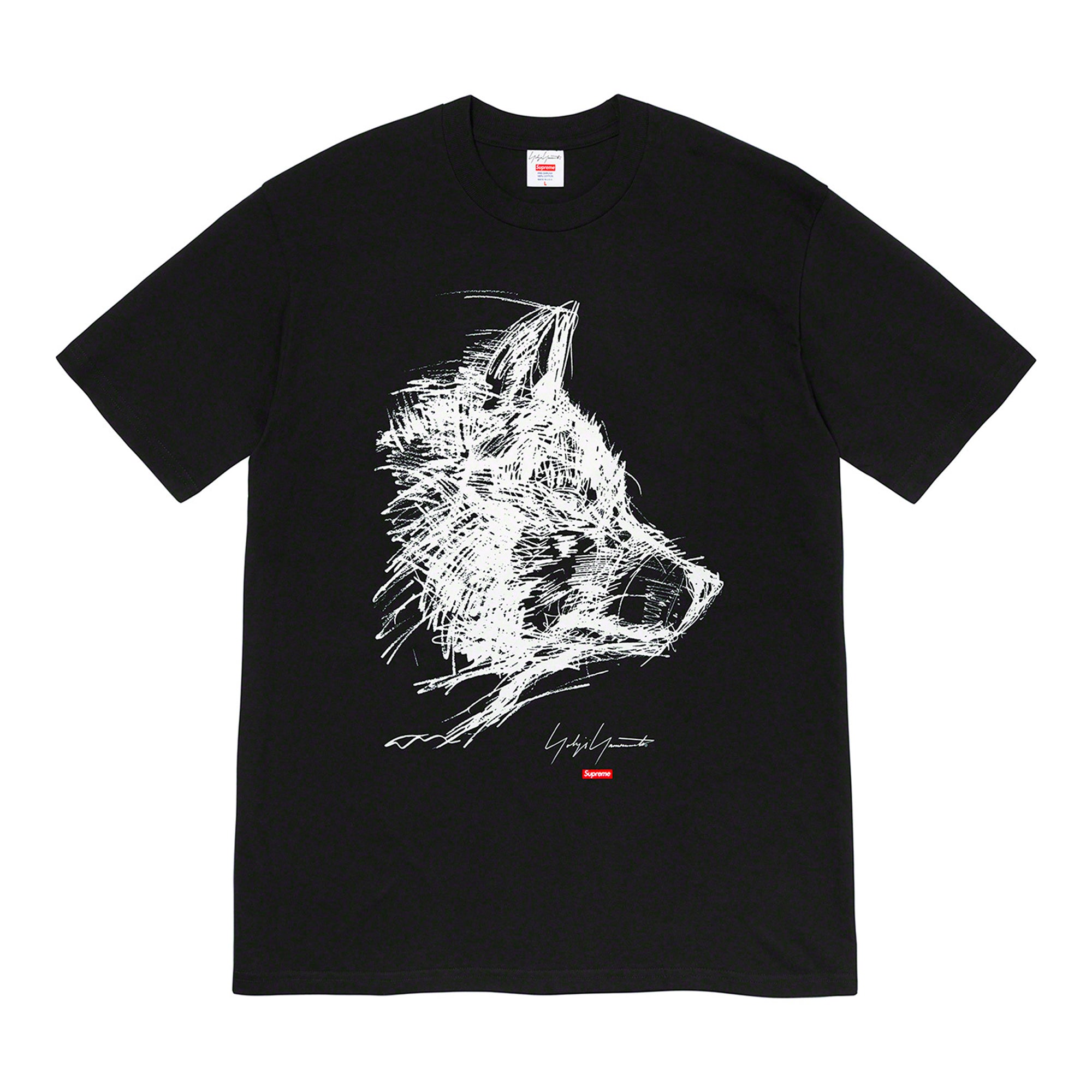 Supreme Yohji Yamamoto Scribble Wolf Tee Black-PLUS