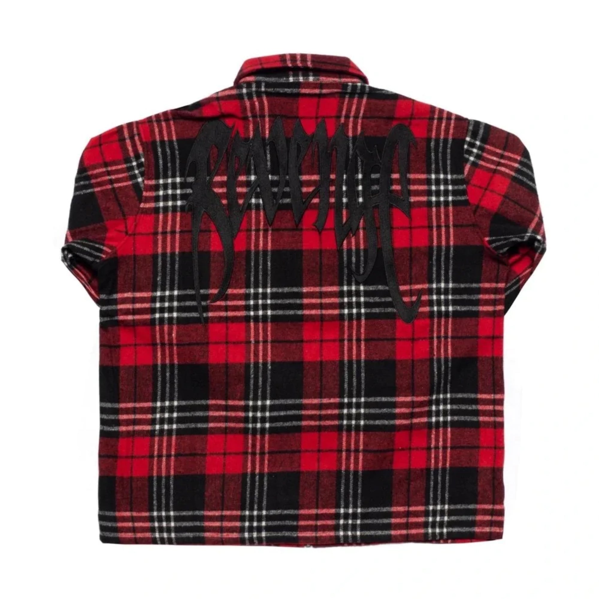 Revenge Embroidered Zip Flannel Red-PLUS