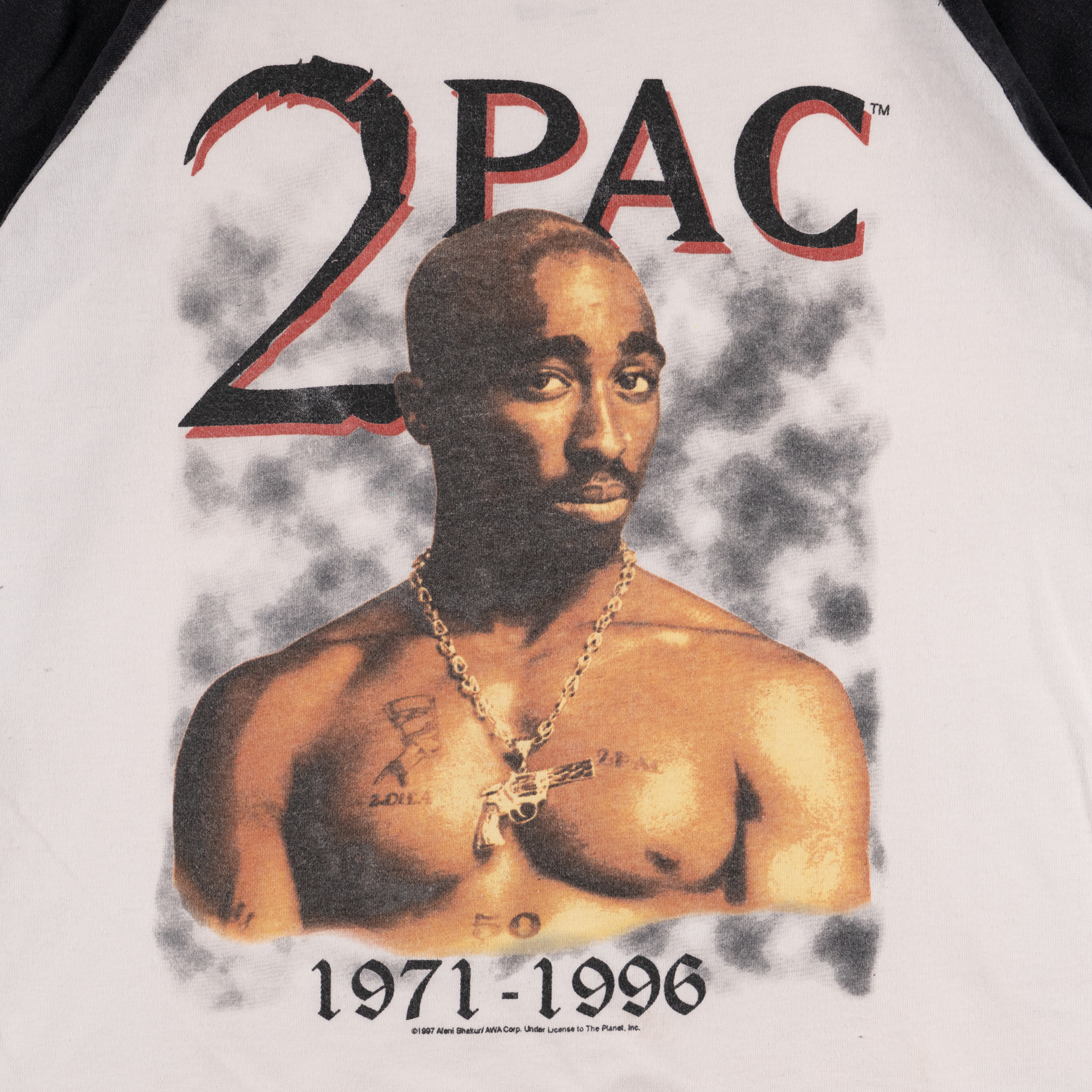 Tupac Shakur "2Pac" Raglan 1997 L/S Tee White-PLUS