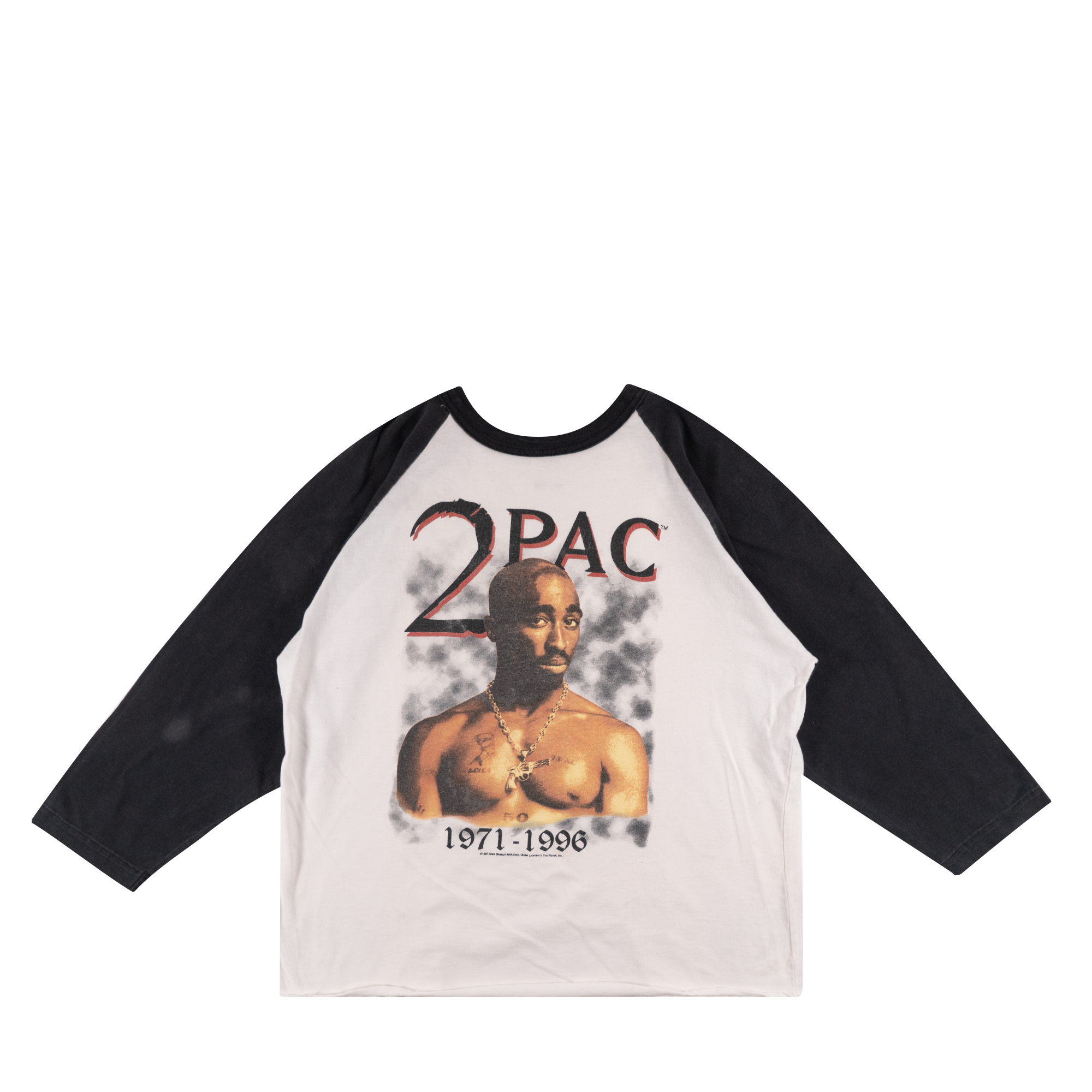 Tupac Shakur "2Pac" Raglan 1997 L/S Tee White-PLUS