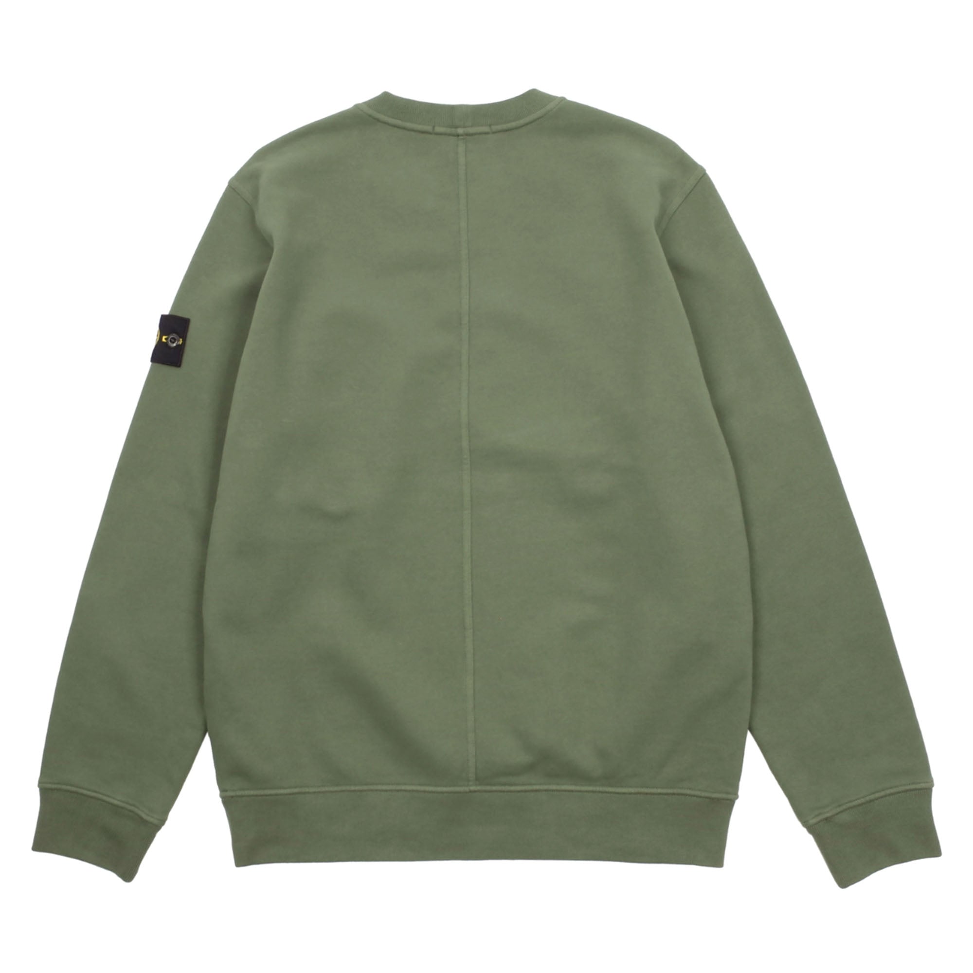 Stone Island Brushed Cotton Fleece Crewneck Pocket Sweatshirt Sage Green-PLUS