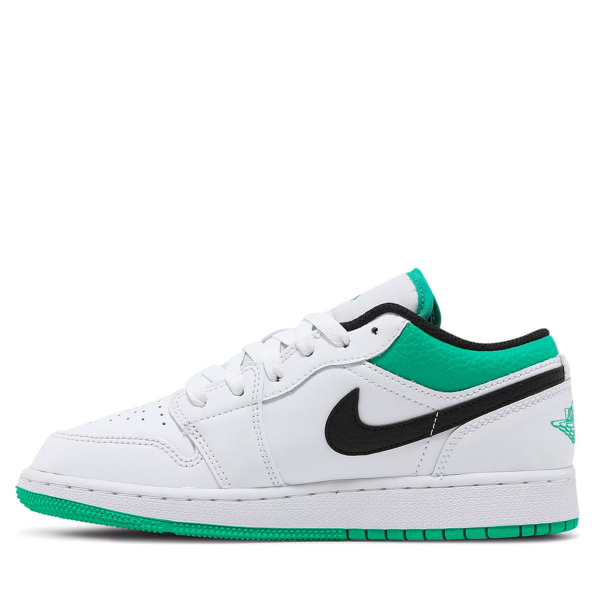 Jordan 1 Low White Lucky Green Tumbled Leather (GS)-PLUS