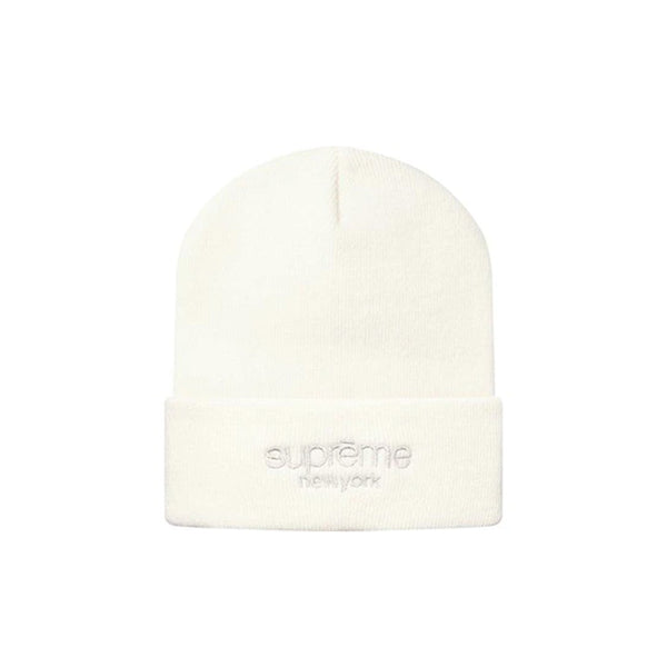 Supreme Metallic Classic Logo Beanie (FW15) White | PLUS